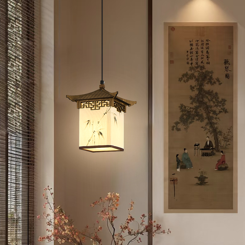 宋式美学装饰小吊灯新中式仿古风房子灯古建筑六角凉亭过道玄关灯