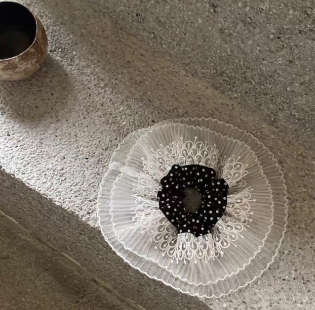 时尚撞色波点褶皱发圈T362