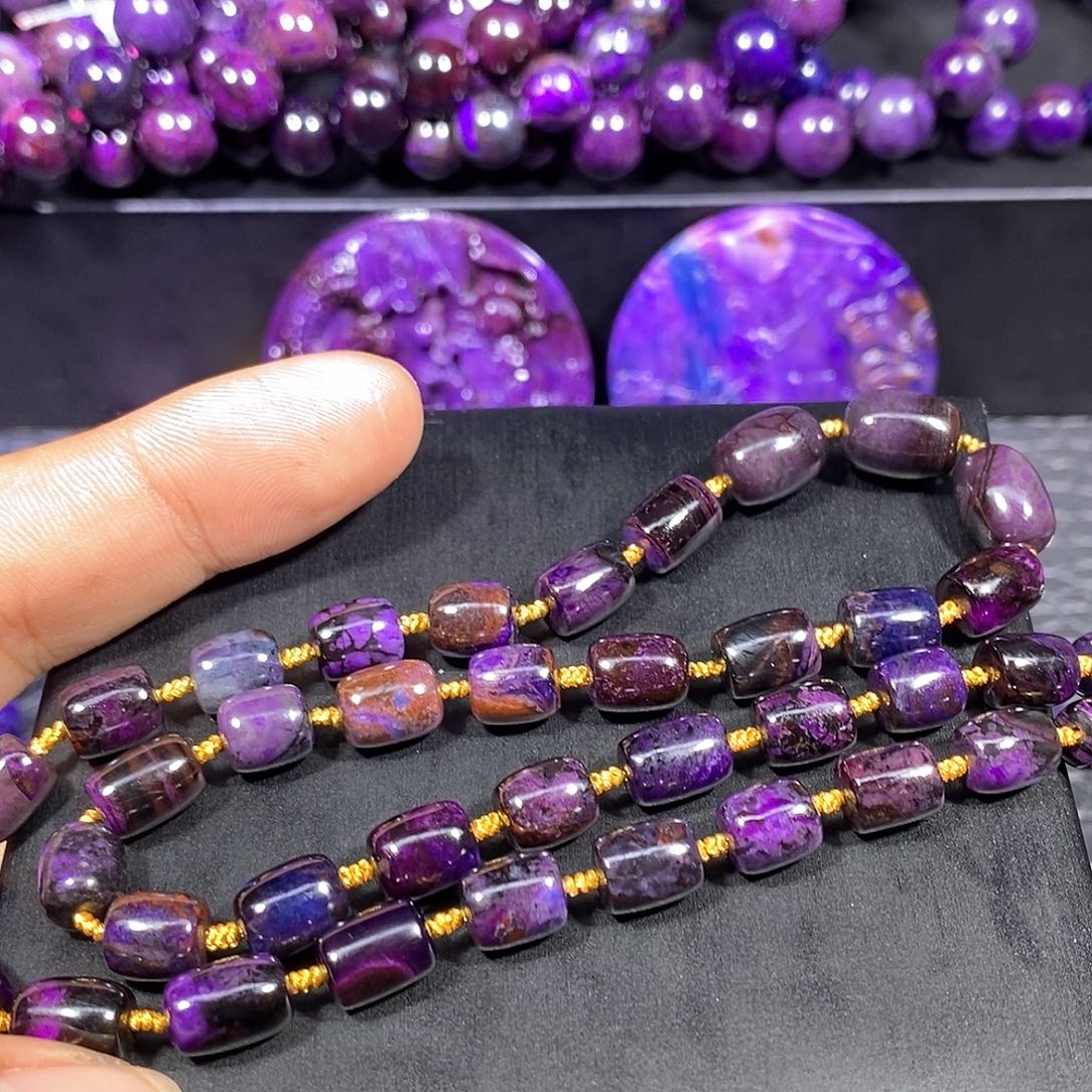 苏纪石（舒俱来）未镶嵌南非舒俱来桶珠项链