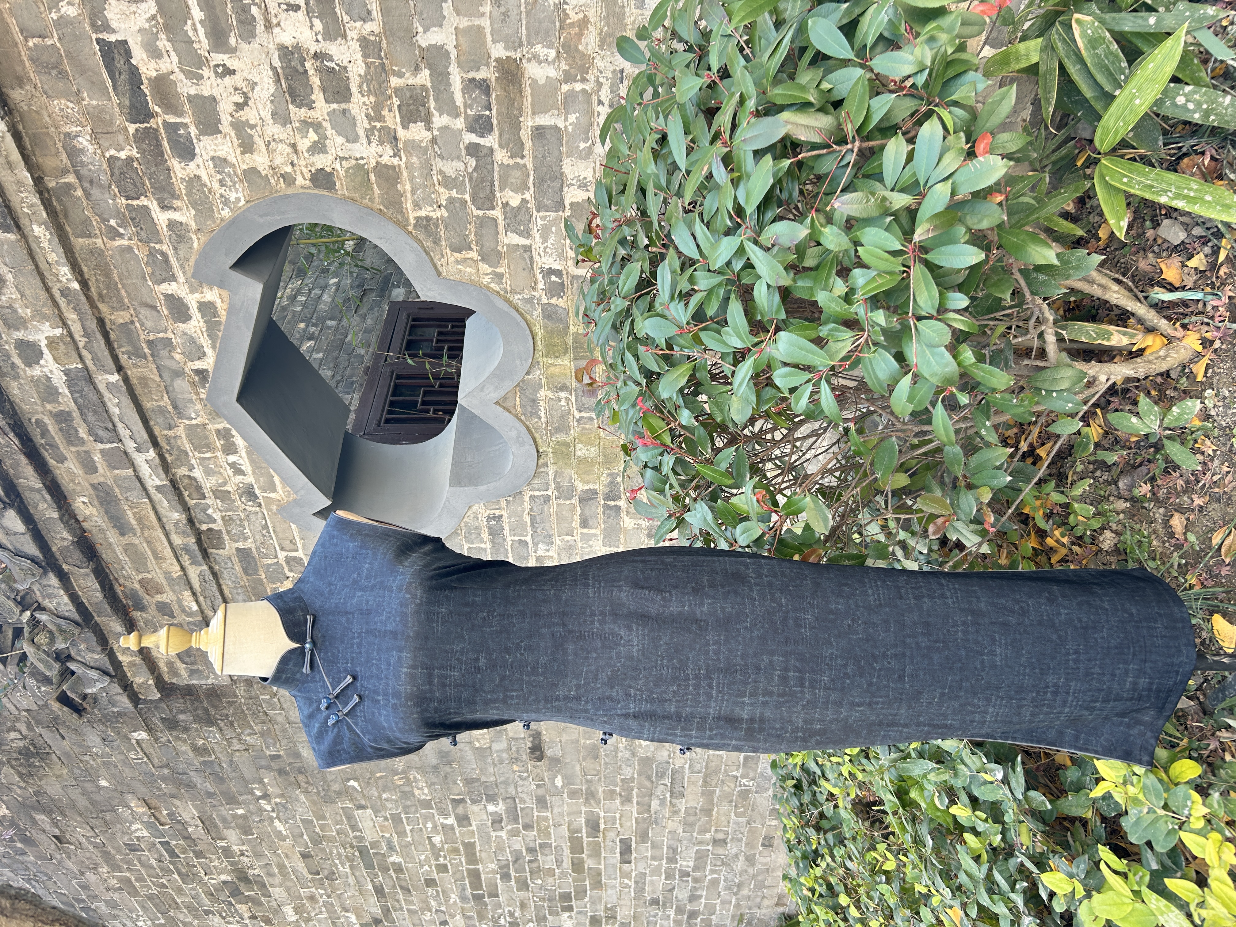 【青灰织理】2025年新款无袖复古百搭优雅大方日常旗袍