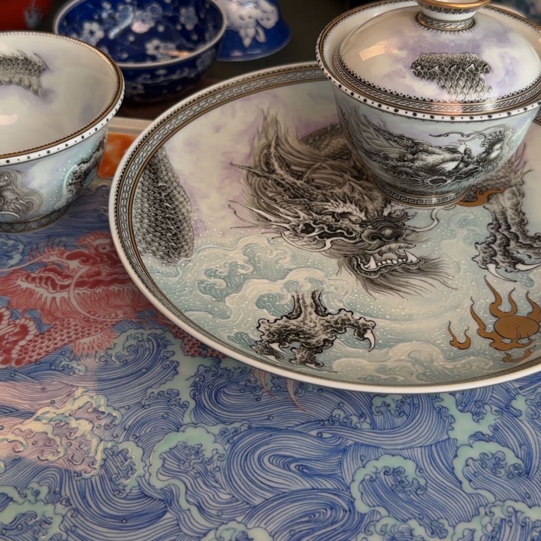 *****纯手工手绘陶瓷茶具三件