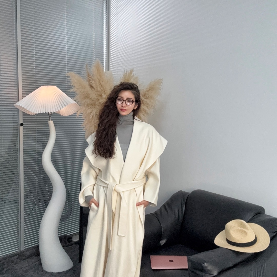 【朱丹专属】双面尼翻领长大衣