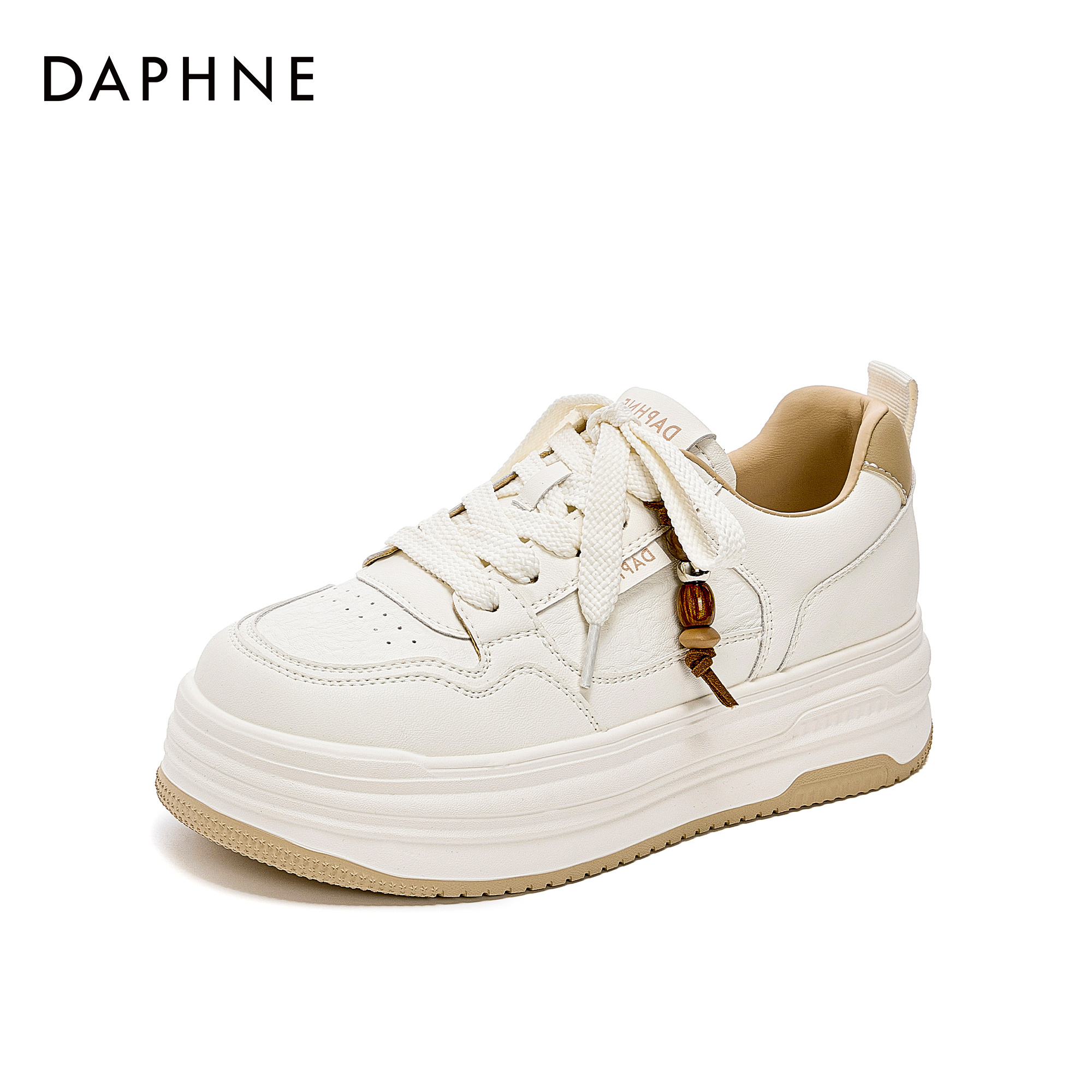 达芙妮2025年秋季新款流苏串珠元素板鞋时尚百搭ins增高小白鞋女