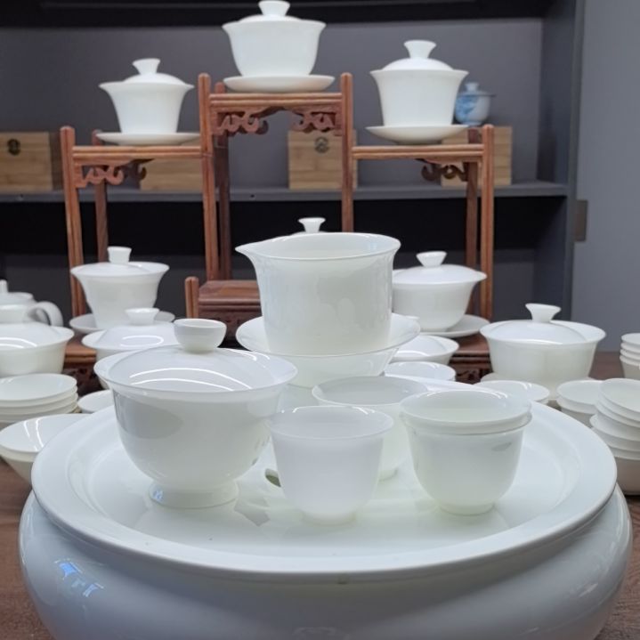 崂***理10寸古钱+高脚盖碗+4个美人杯+160公道杯一套