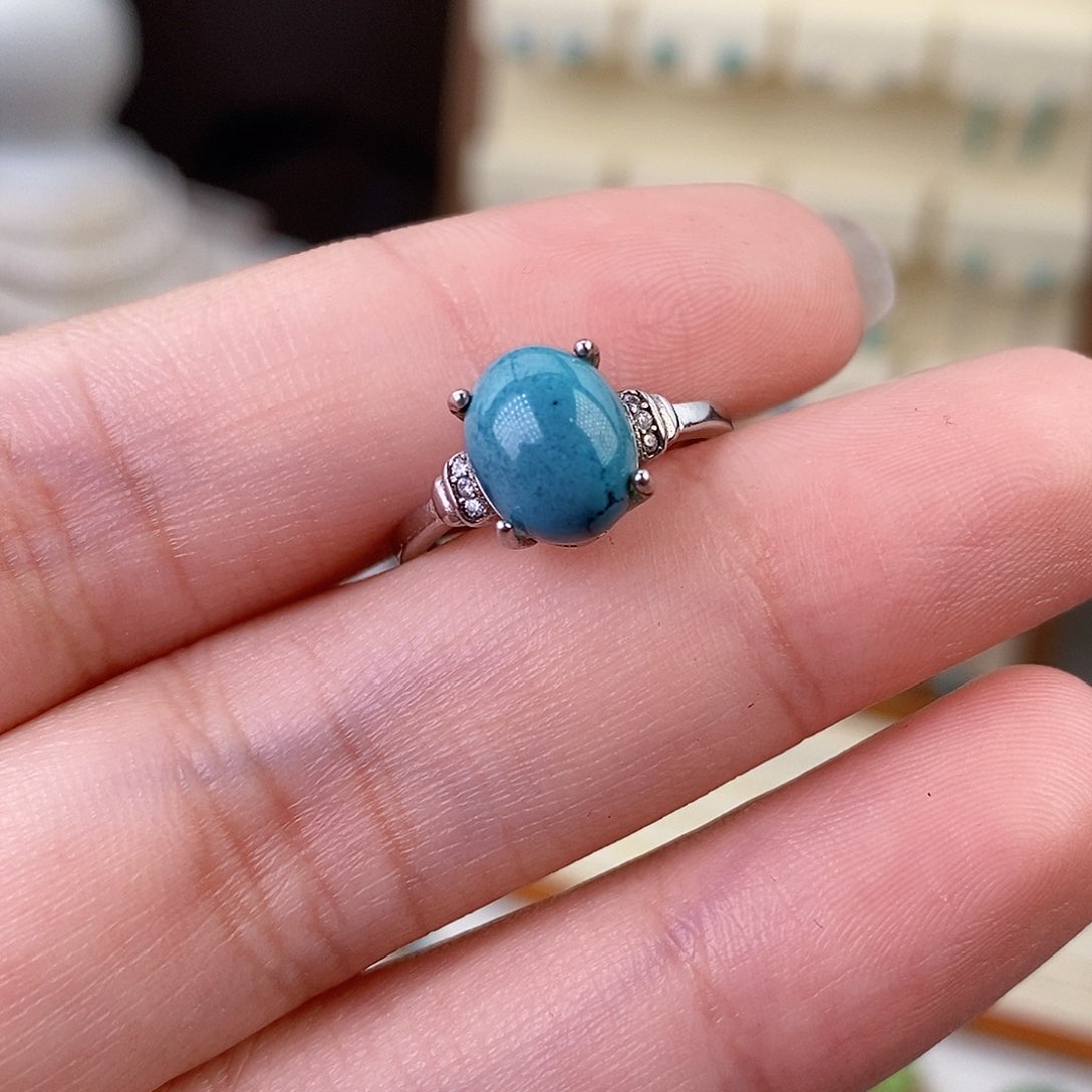 绿松石戒指银S925镶嵌