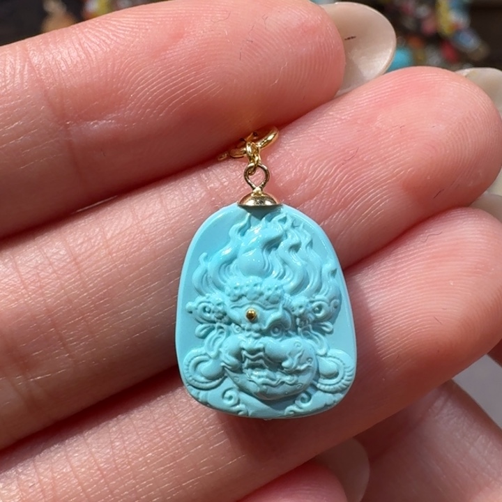 绿松石18K金镶嵌大黑天滴流