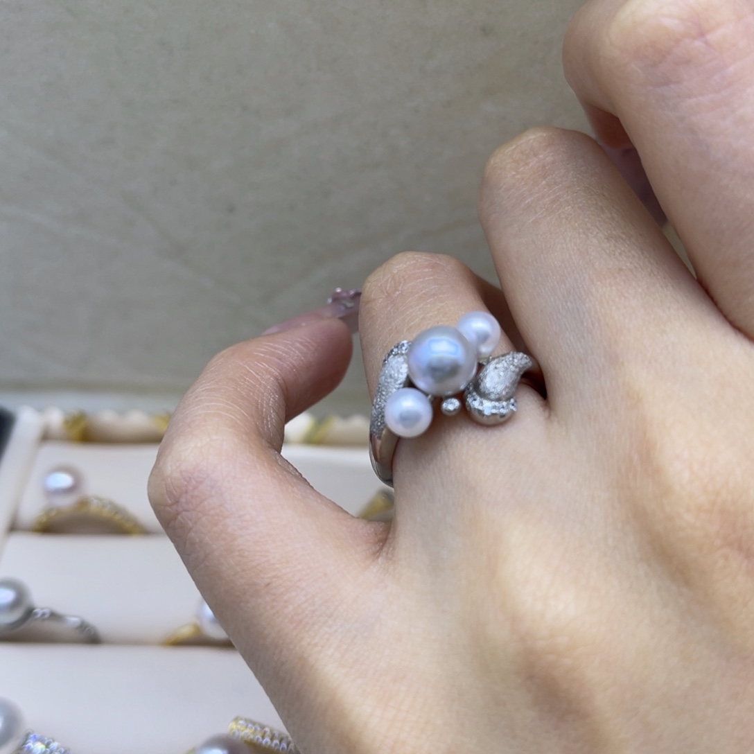 戒指银S925镶嵌海水珍珠