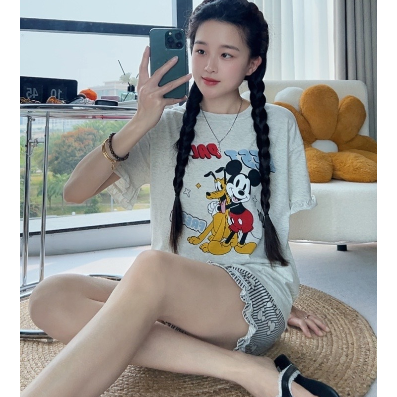 10号 Disney/迪士尼夏季新款纯棉带胸垫短袖短裤卡通舒适家居服