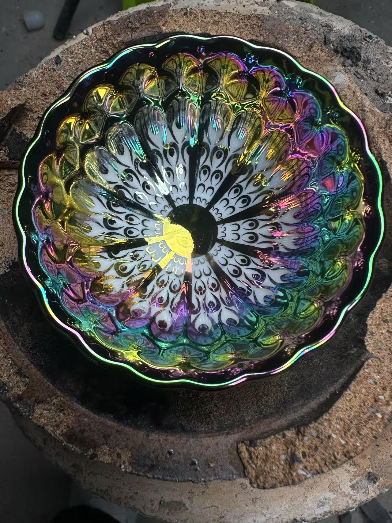 纯手工 茶器主人杯 七彩窑变孔雀