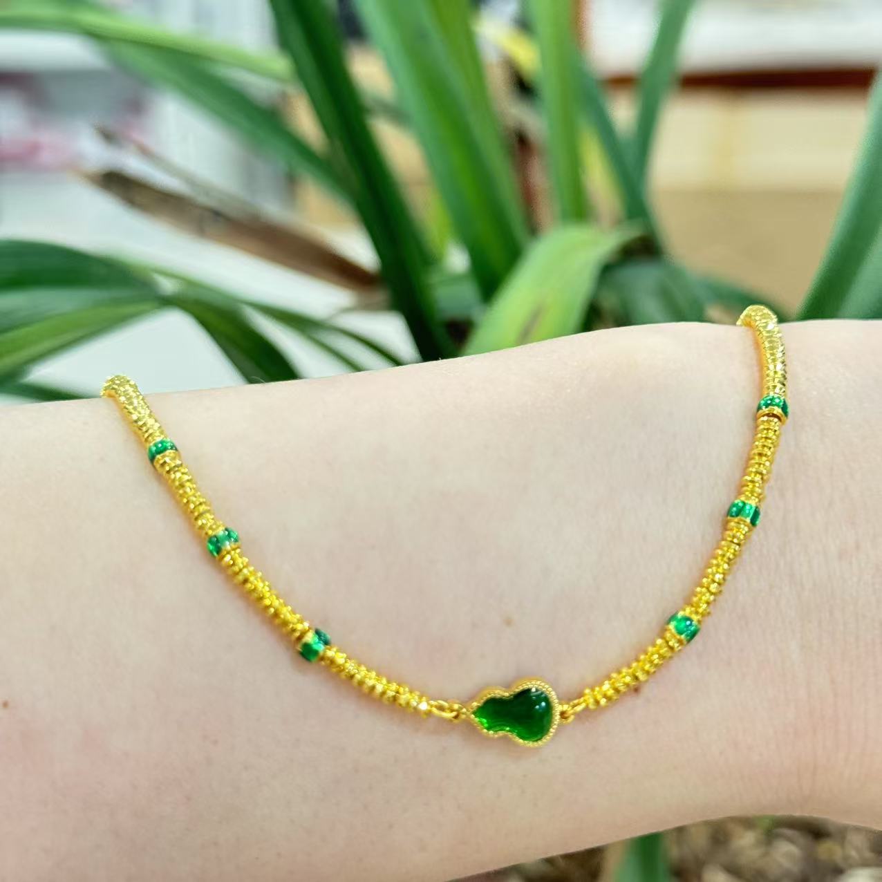 阿敏专属-G/Z【珐琅绿葫芦手链】足金999精工 （附加88/0）