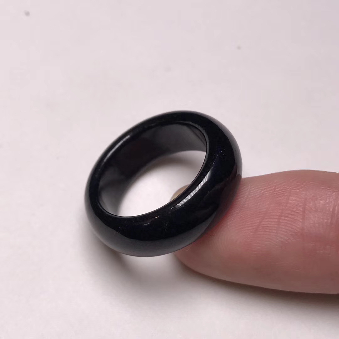 天然翡翠a货墨翠指环圈口备注多样性发一