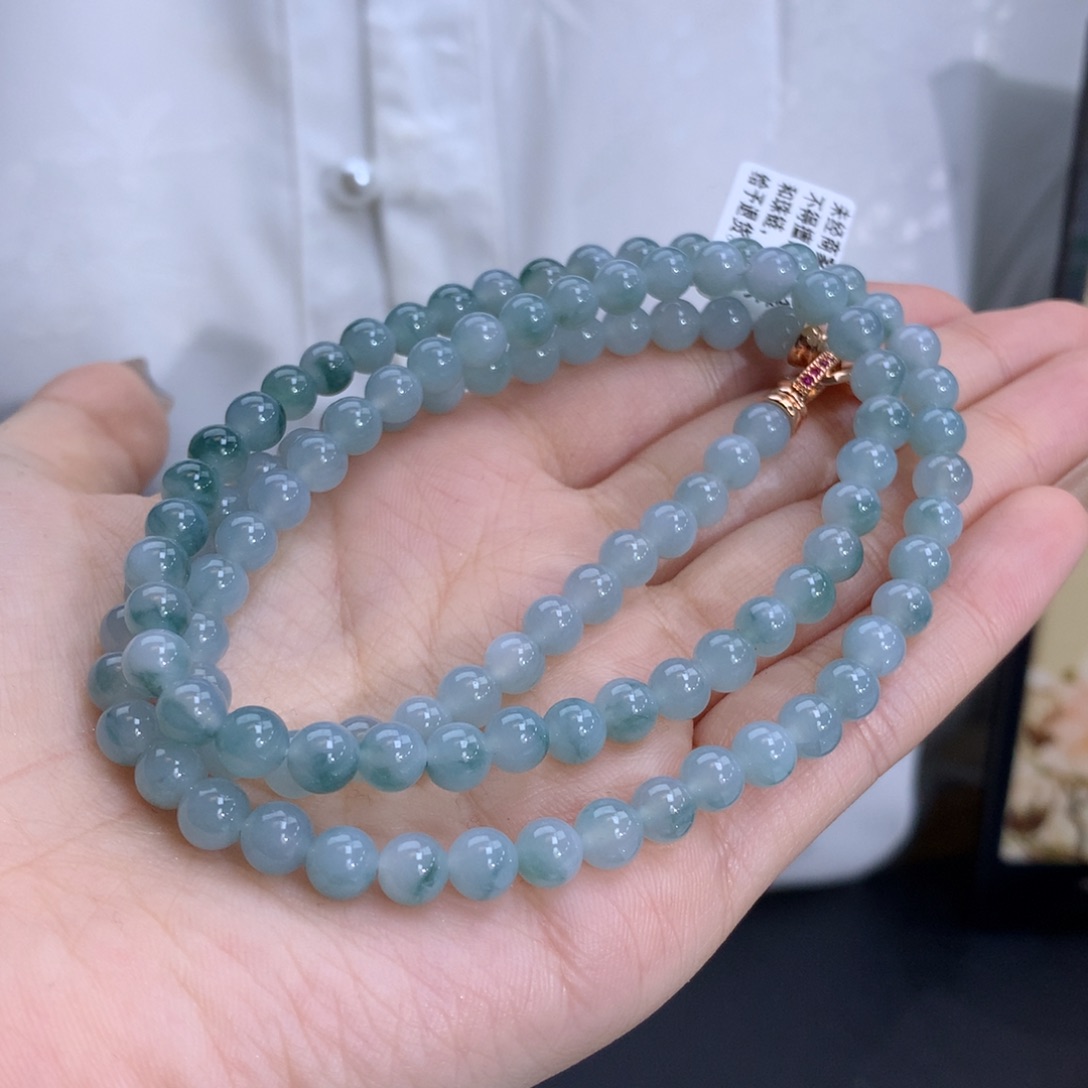 翡翠手链未镶嵌卡5.8冰胶蓝飘花