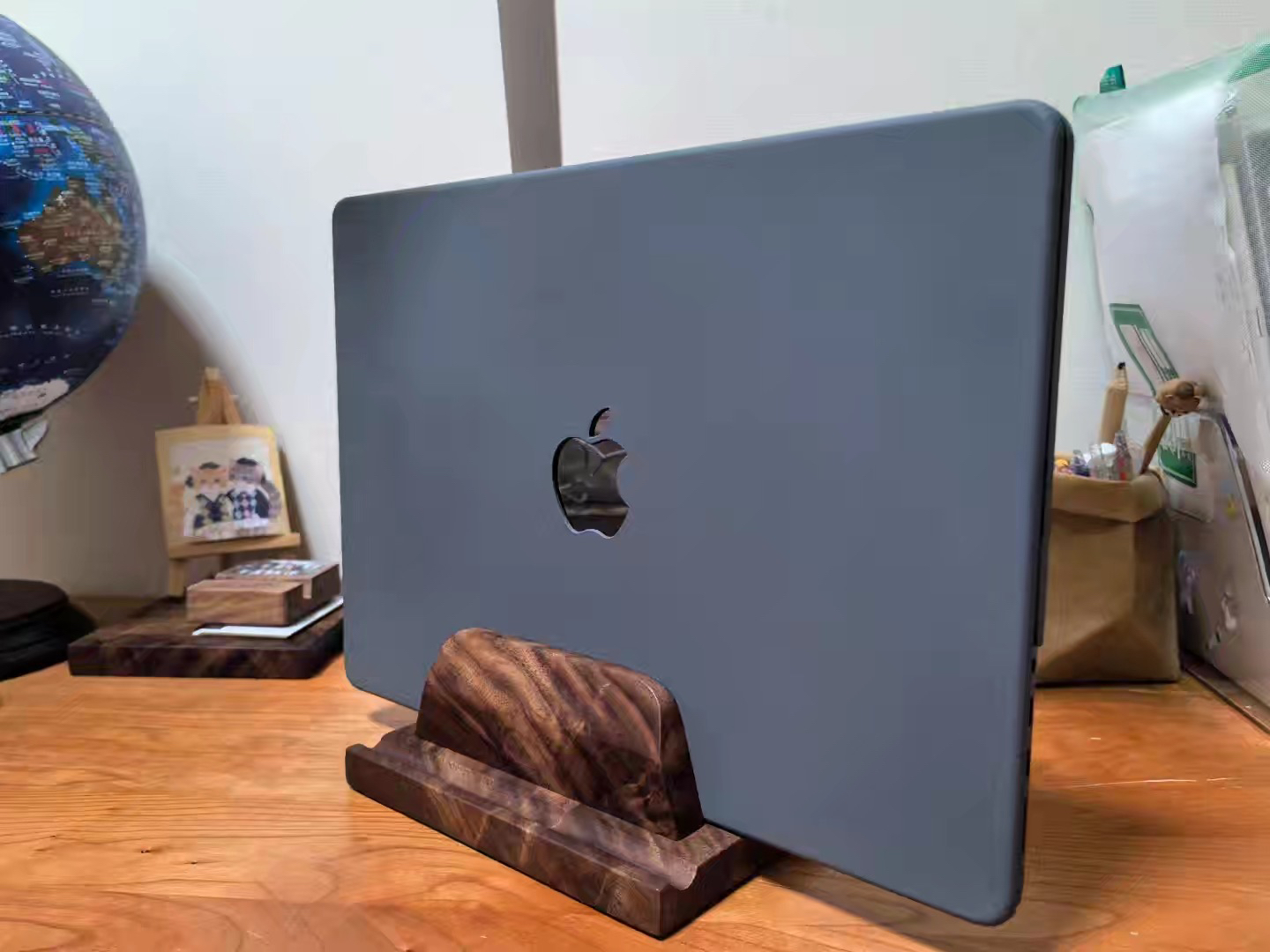 北美黑胡桃笔记本电脑ipad平板macbook竖立支架桌面收纳架简约