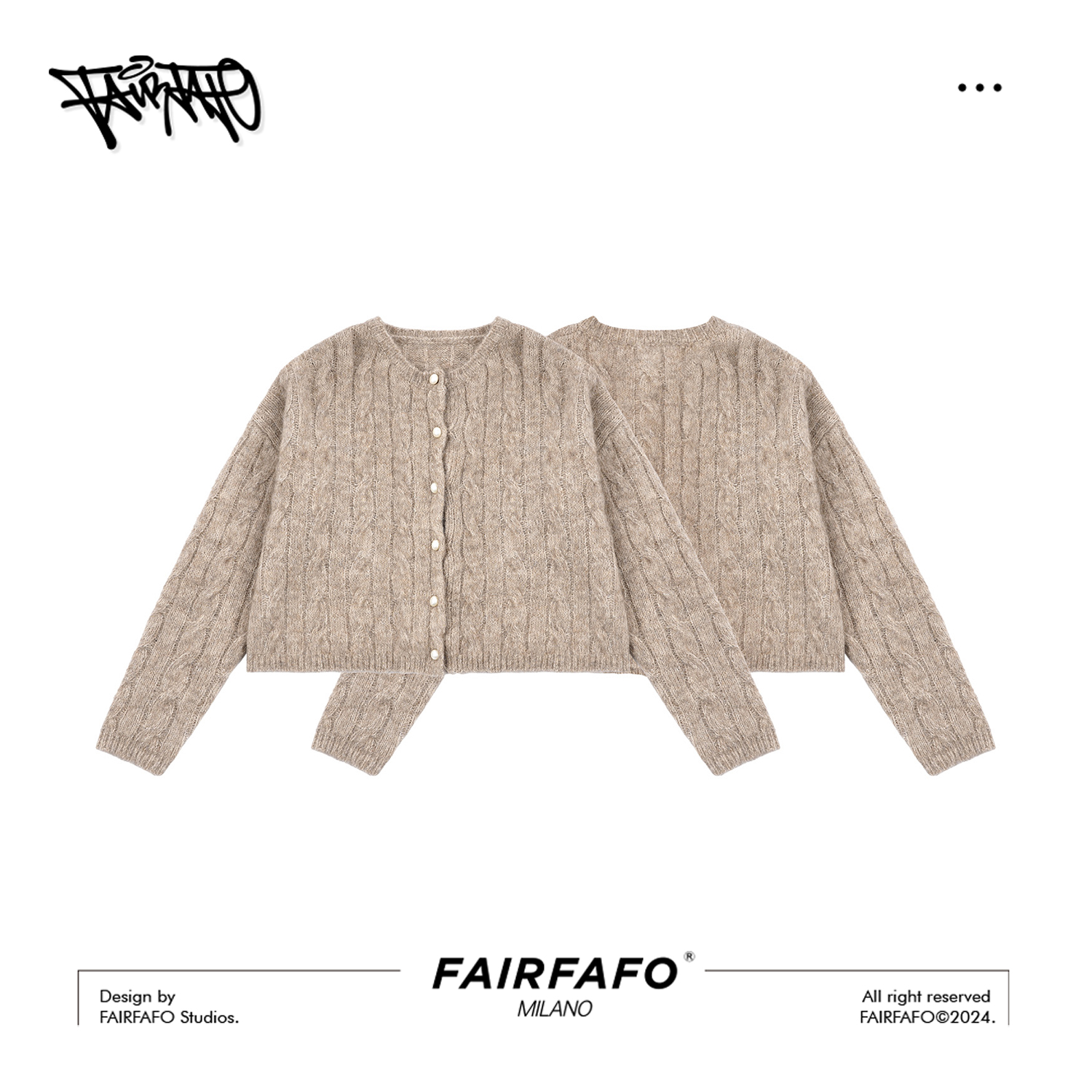 FAIRFAFO林肉肉【气质百搭麻花开衫】羊驼毛秋冬时尚毛衣XG24MY851