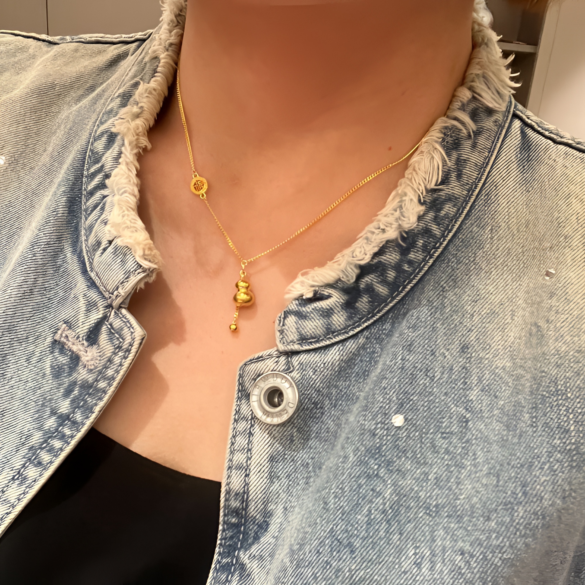 【老陶】足金纯金黄金新中式葫芦颈饰