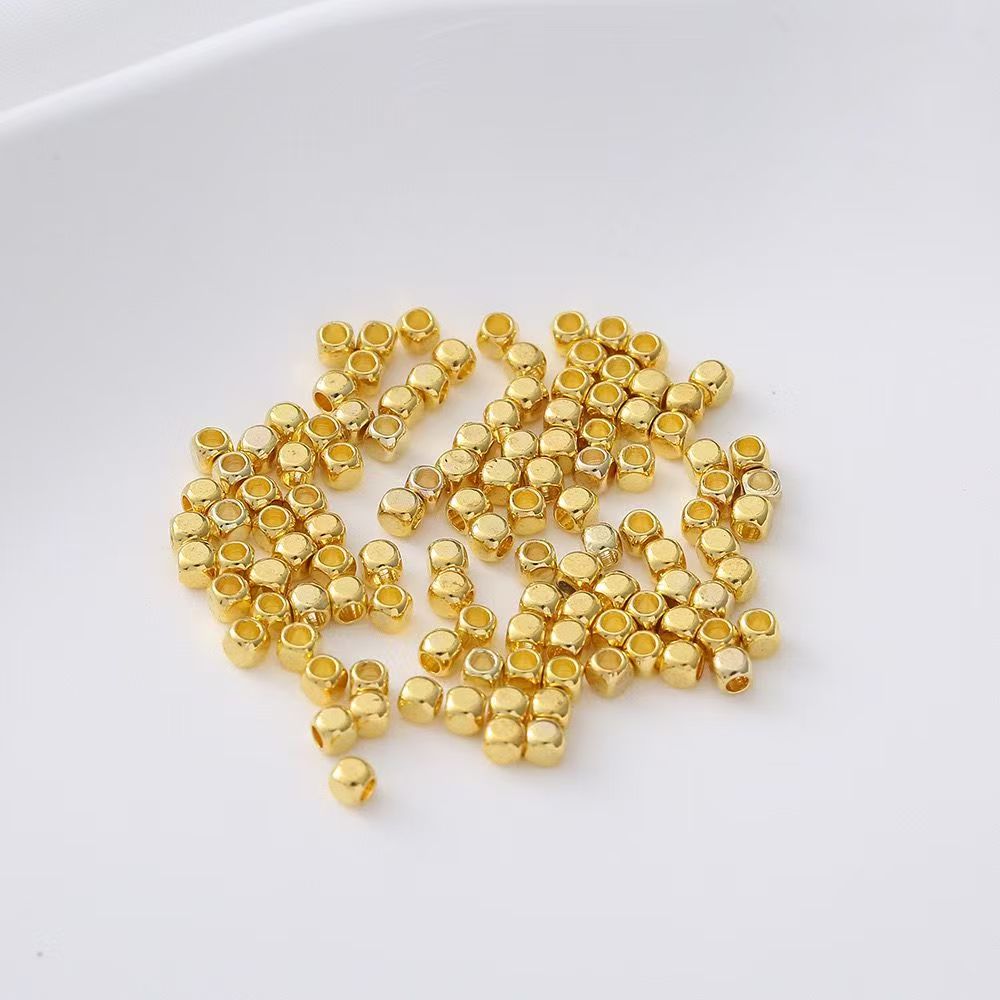 18K卡3mm方糖光珠素款DIY配件（拍10赠1）
