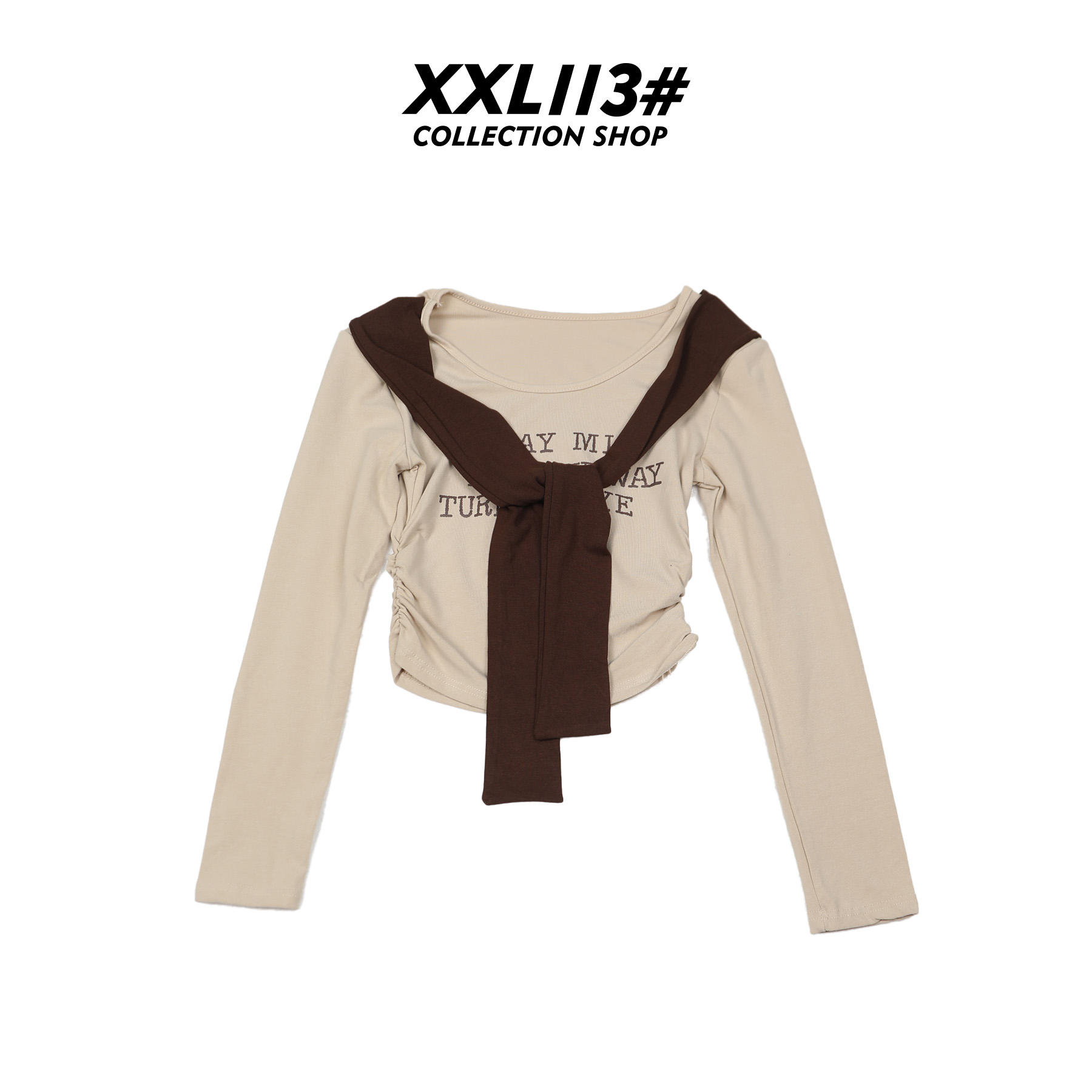 113* CENTRALIZED SHOP长袖常规字母海军领印花渐变T恤X5F02H6754
