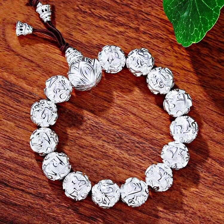 足银手链 十八颗菩提子手链