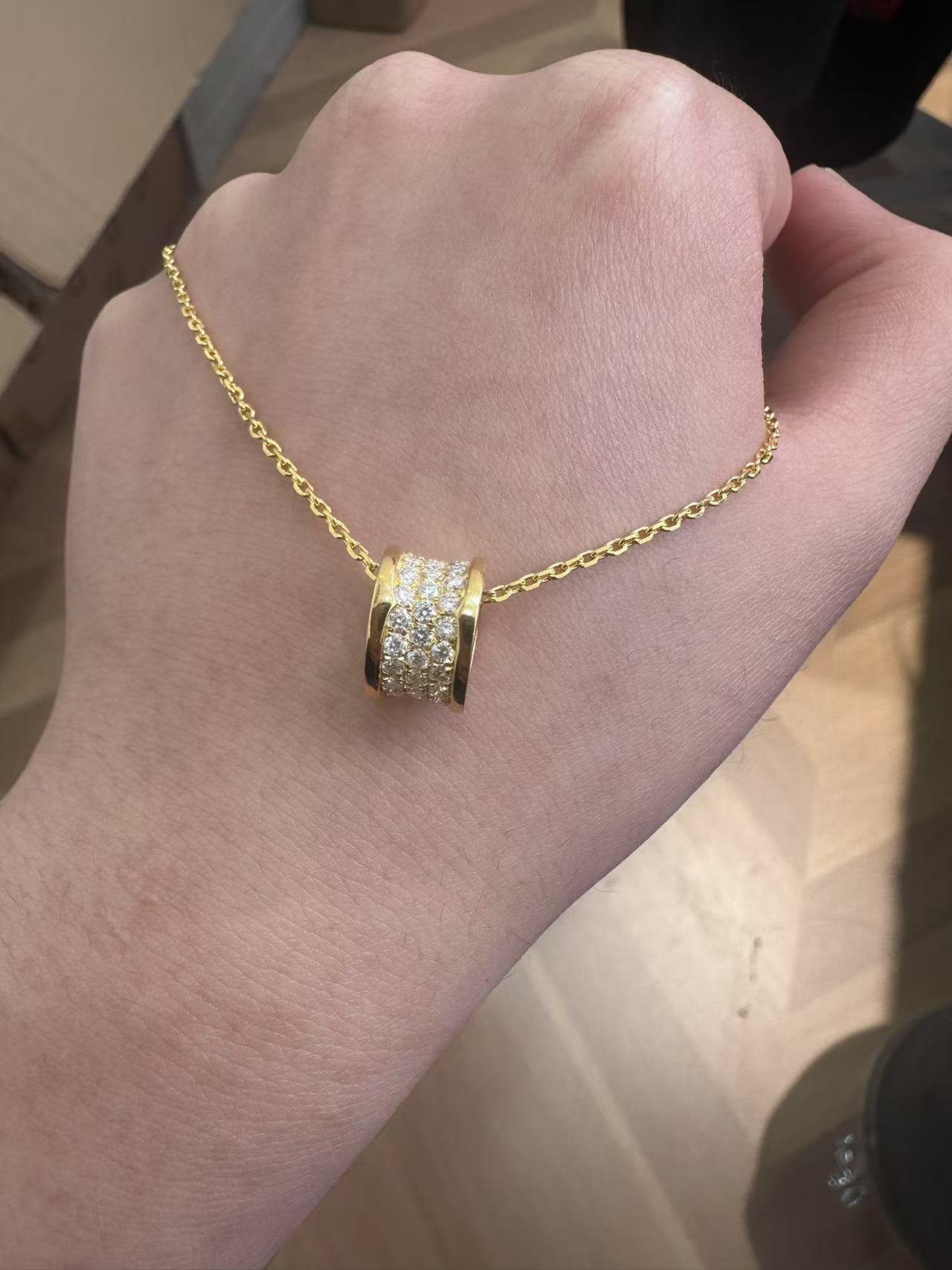 足金999 镶嵌三排莫桑小蛮腰套链