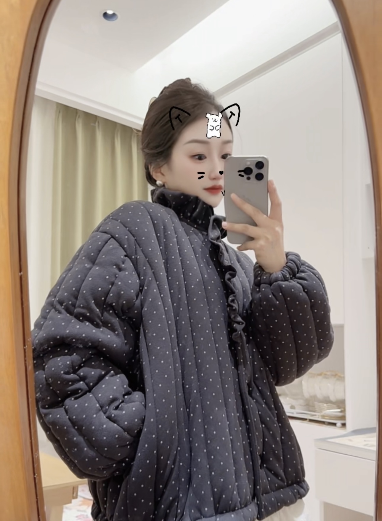 2025新款冬季棉衣女生保暖夹棉加厚外套棉袄宽松气质设计感家居服