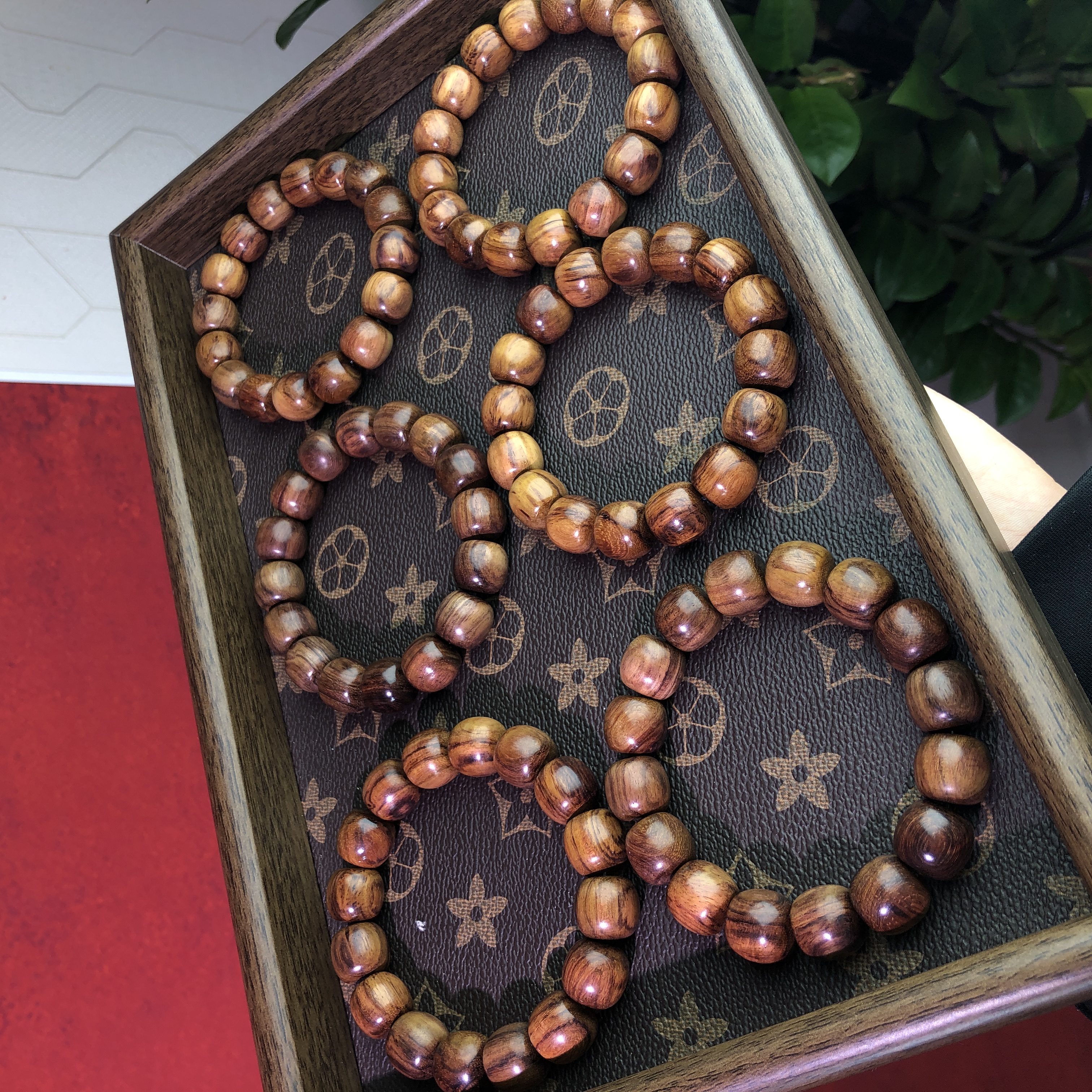 海南黄花梨干料13*14手串黑线无蜡无胶