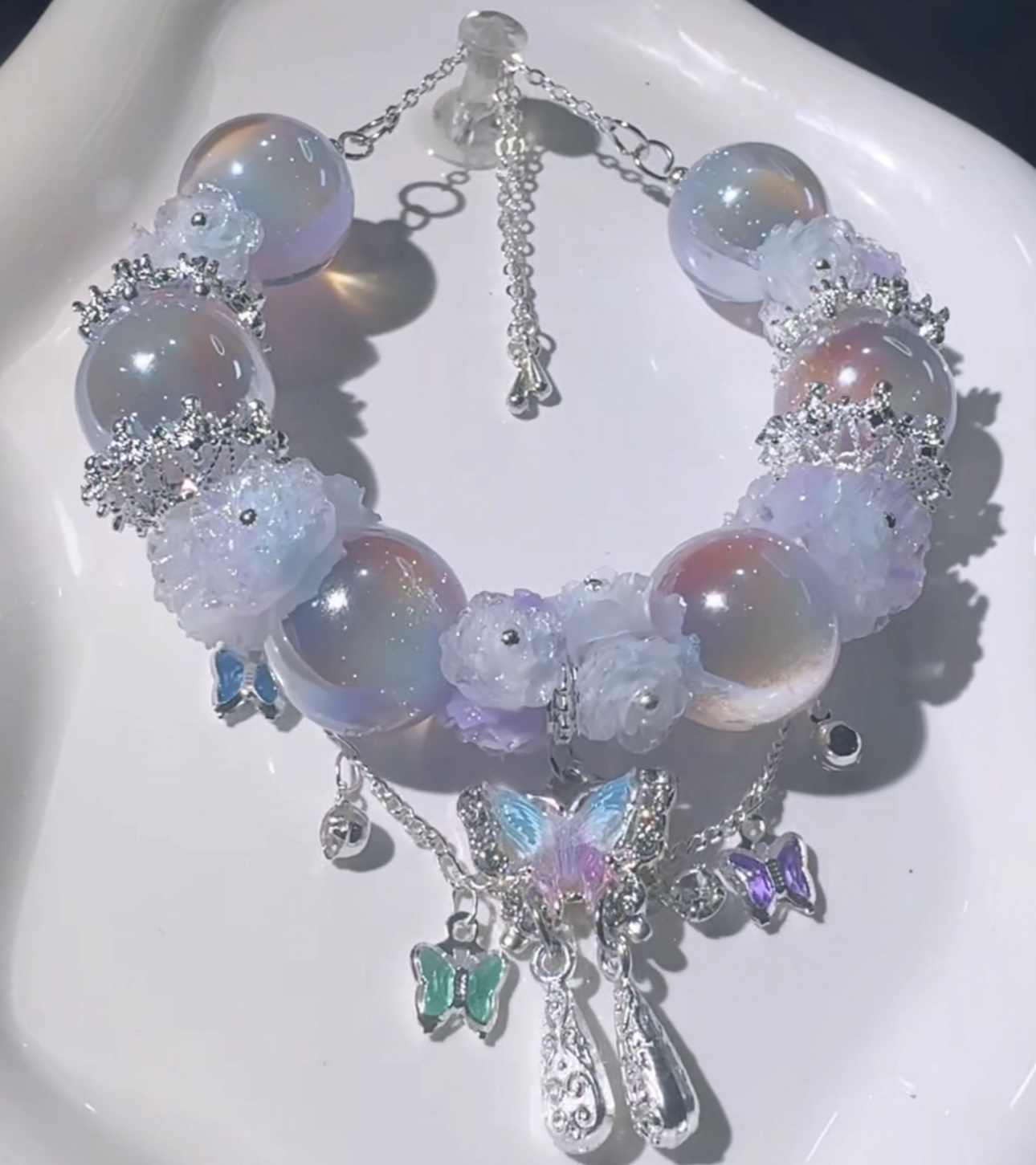 合金树脂手链 树脂软娇花手串重工