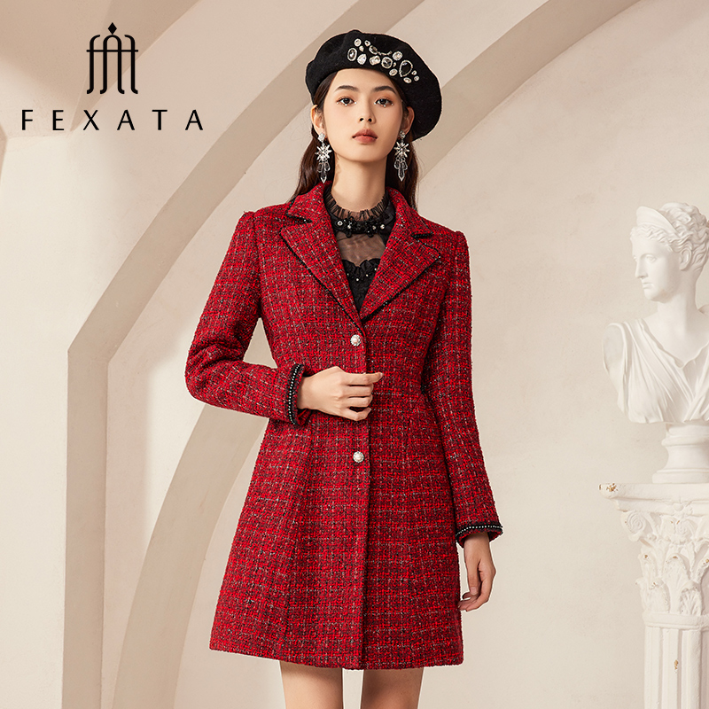 【达人专属】FEXATA斐格思气氛感千金风小香粗花呢外套F34W1303