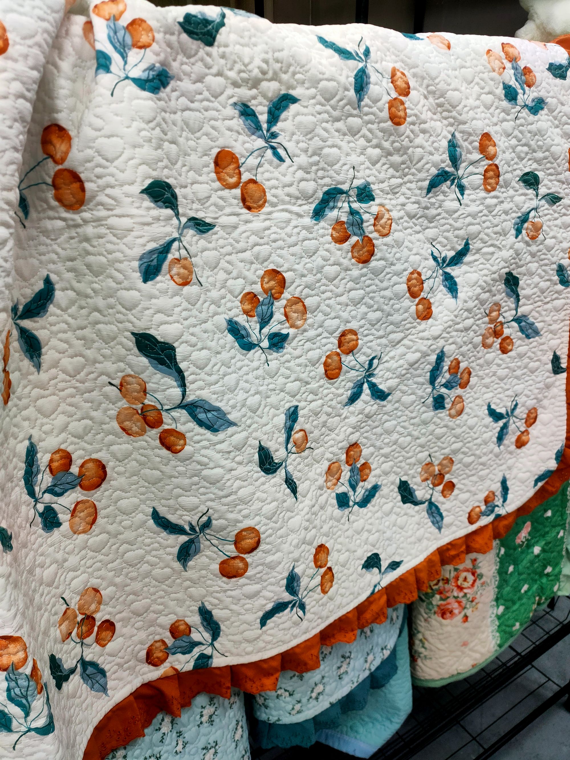 加厚夹棉四季通用床盖防滑炕盖双层小清新泡泡纱韩式 水蓝