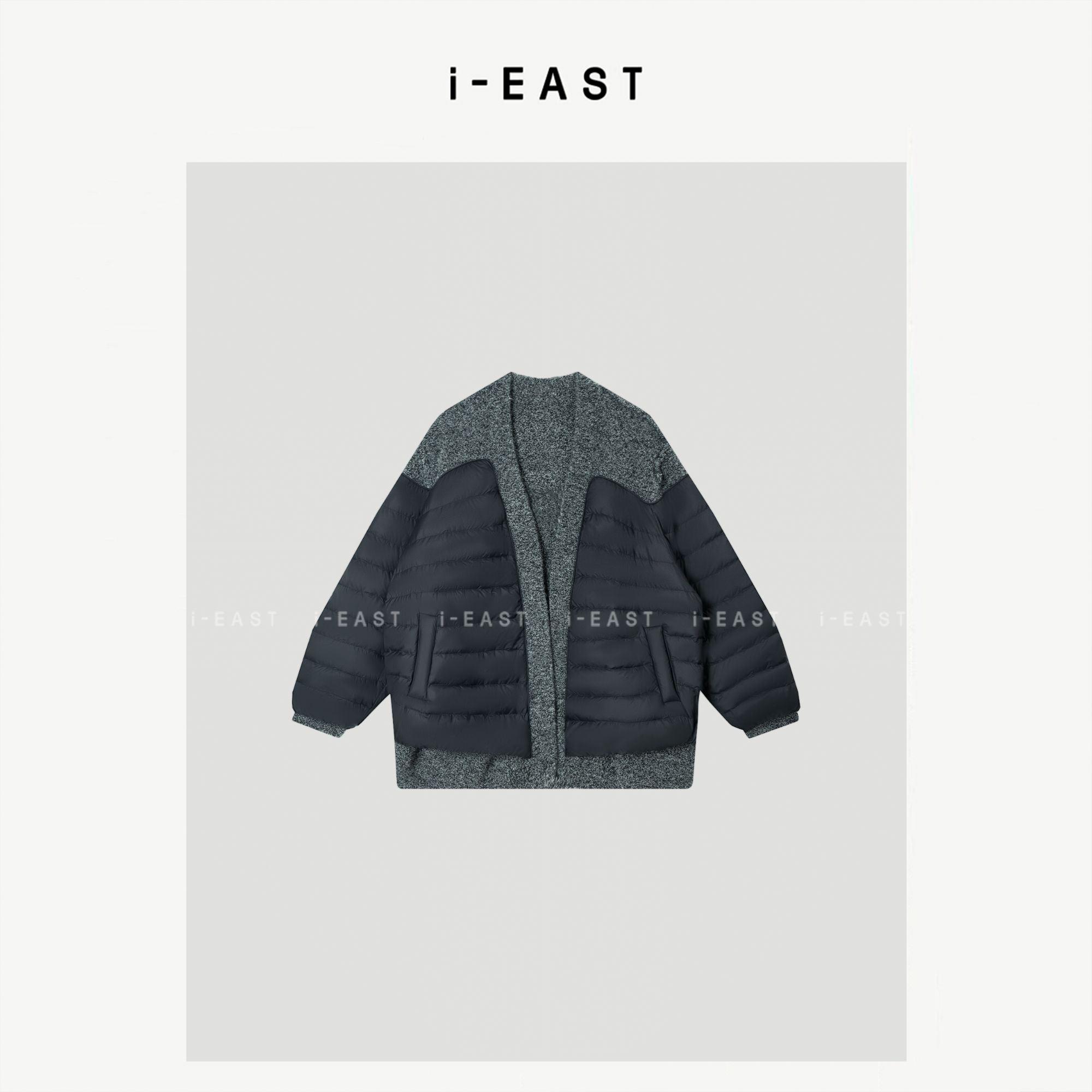 i-EAST 智性漫游~秋冬极简拼接针织羽绒服外套-5D YR5454