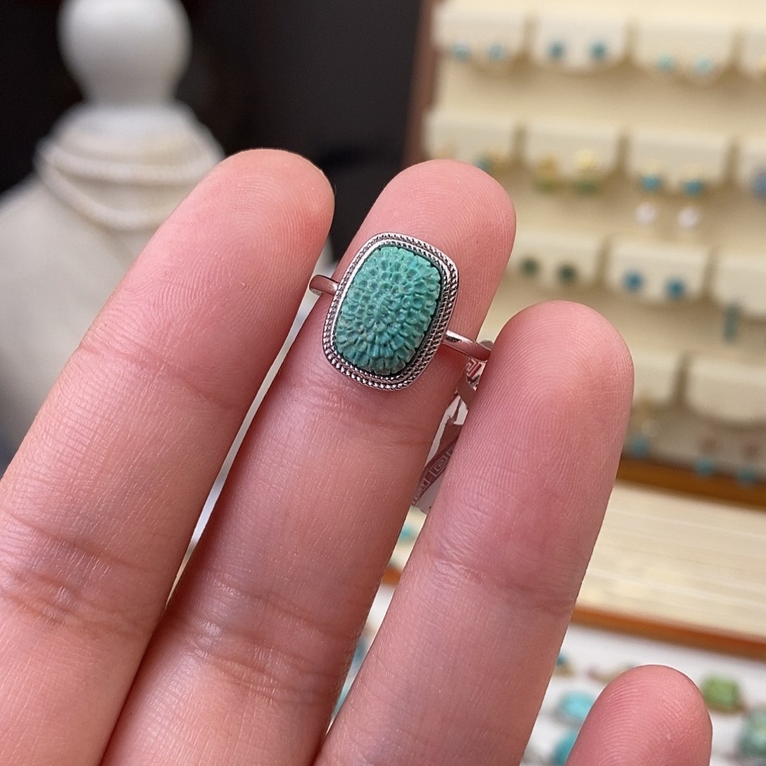 绿松石戒指银S925镶嵌