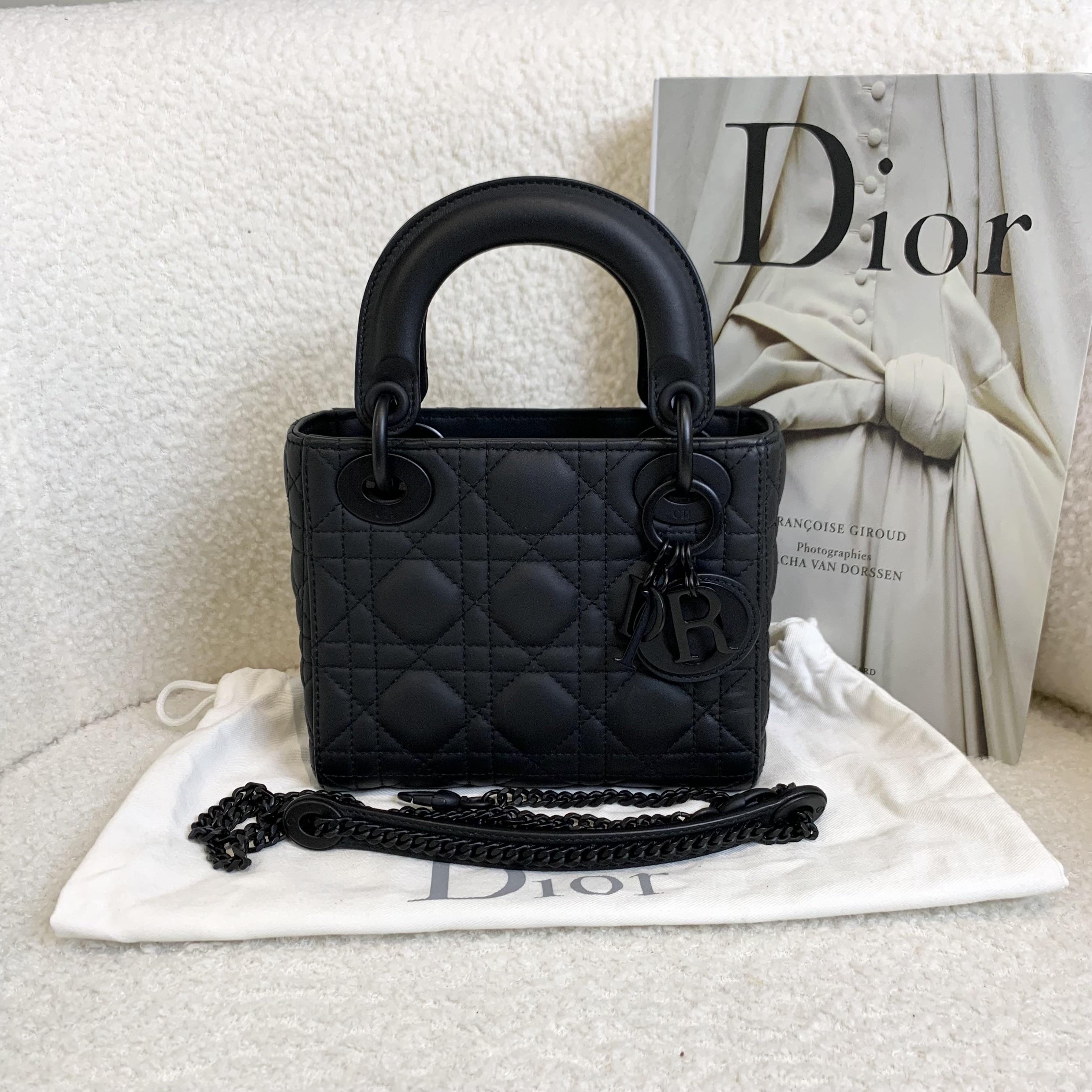 99新 DIOR/迪奥 壹臻/so black磨砂黑三格戴妃包/44950849