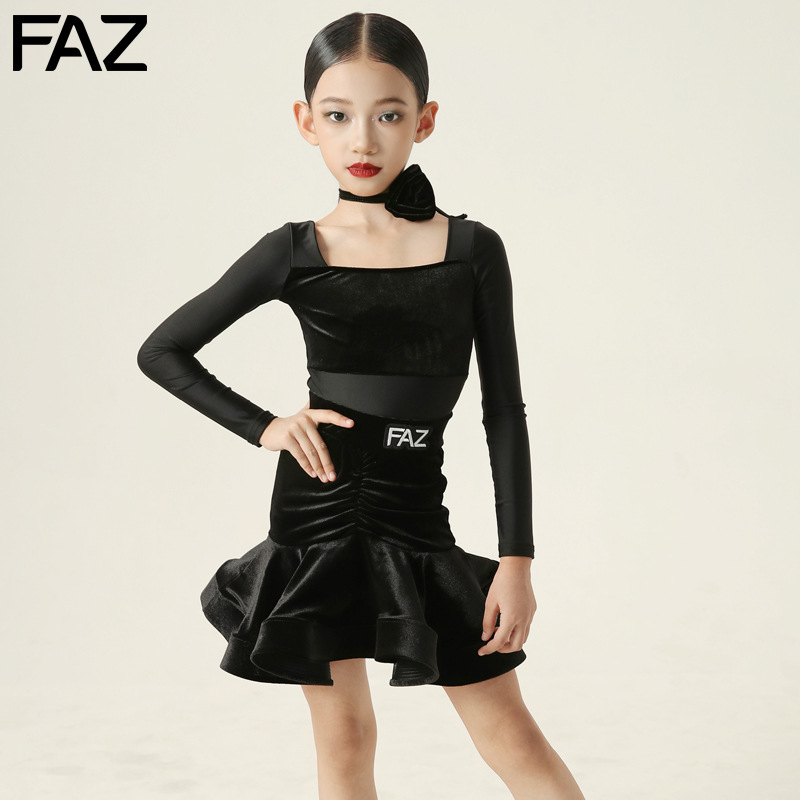 FAZ少儿高级拉丁舞蹈服儿童舞蹈练功服女童网红练习表演服装