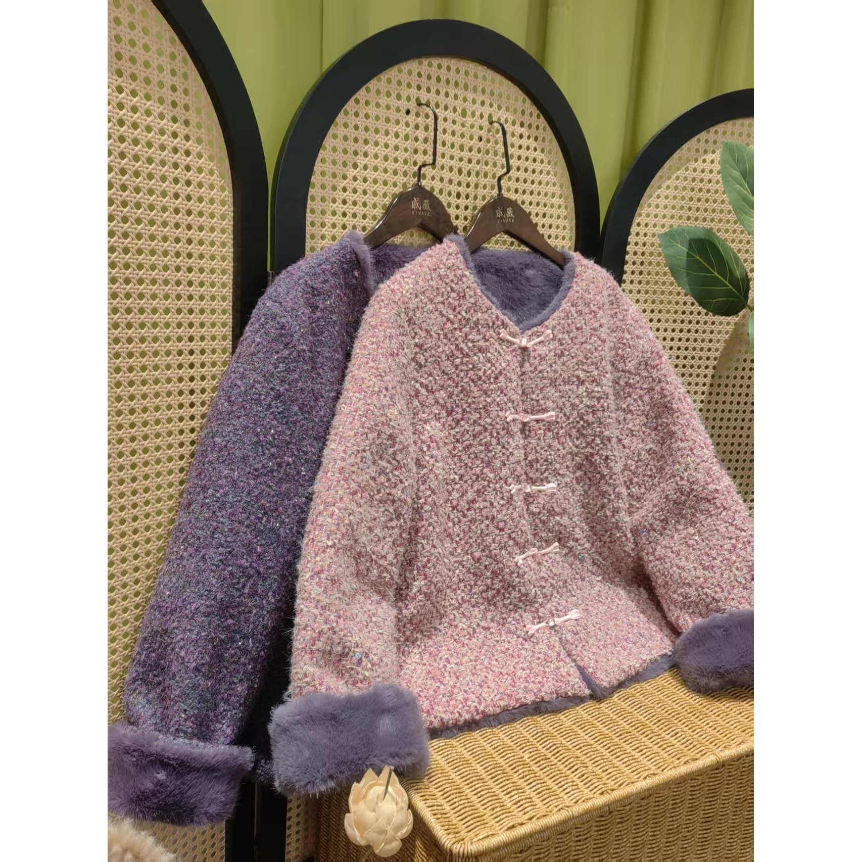 戚薇原创【暖冬格调】长60左右新中式国风厚款双面双穿小香风外套