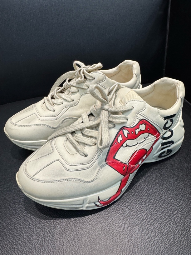 99新 GUCCI/古驰 白色红唇老爹鞋 38.5码