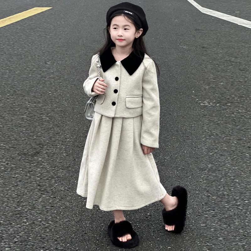 女童秋冬裙子儿童小香风套装2024新款冬装高级感连衣裙冬季亲子装