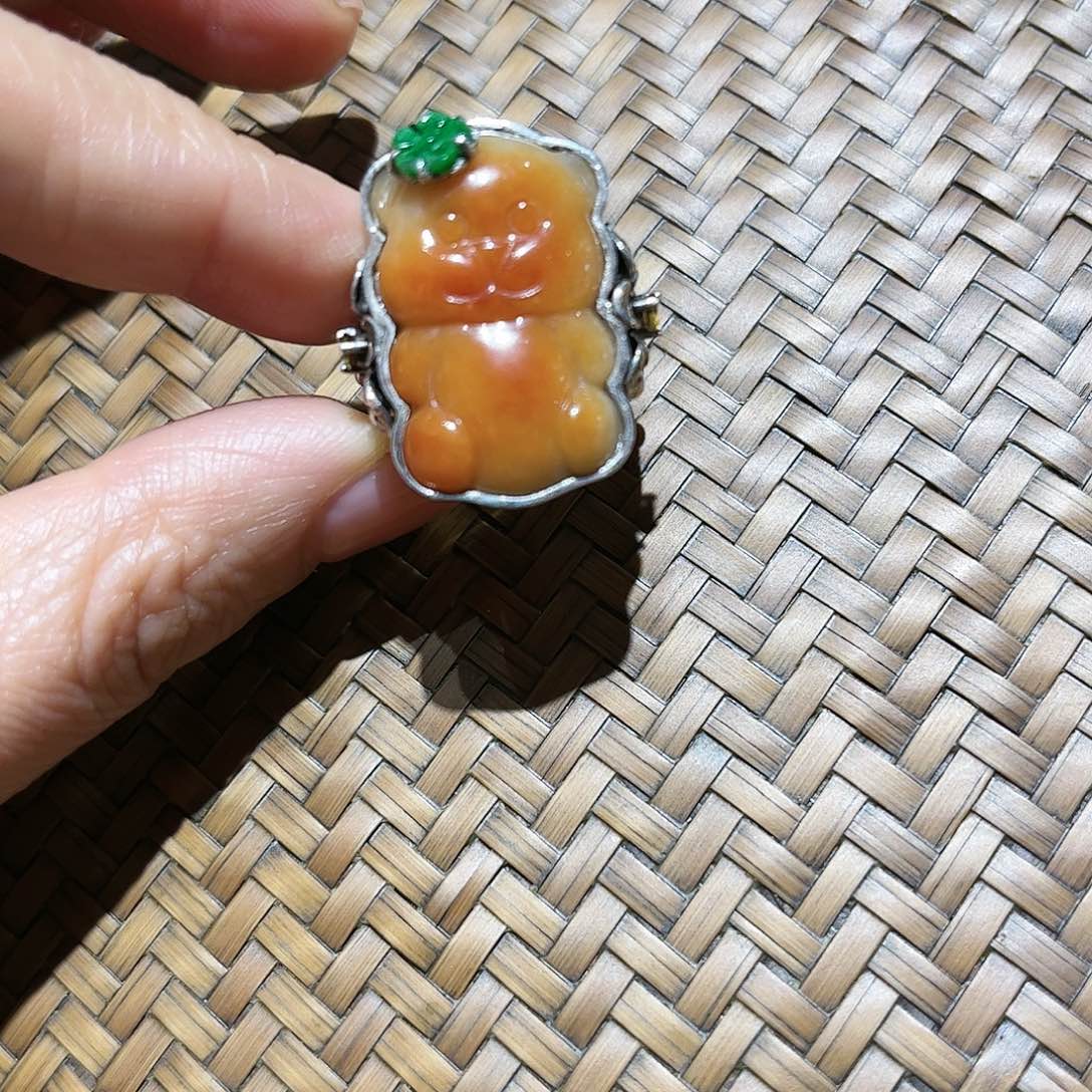 翡翠戒指银S925镶嵌个性十足时尚