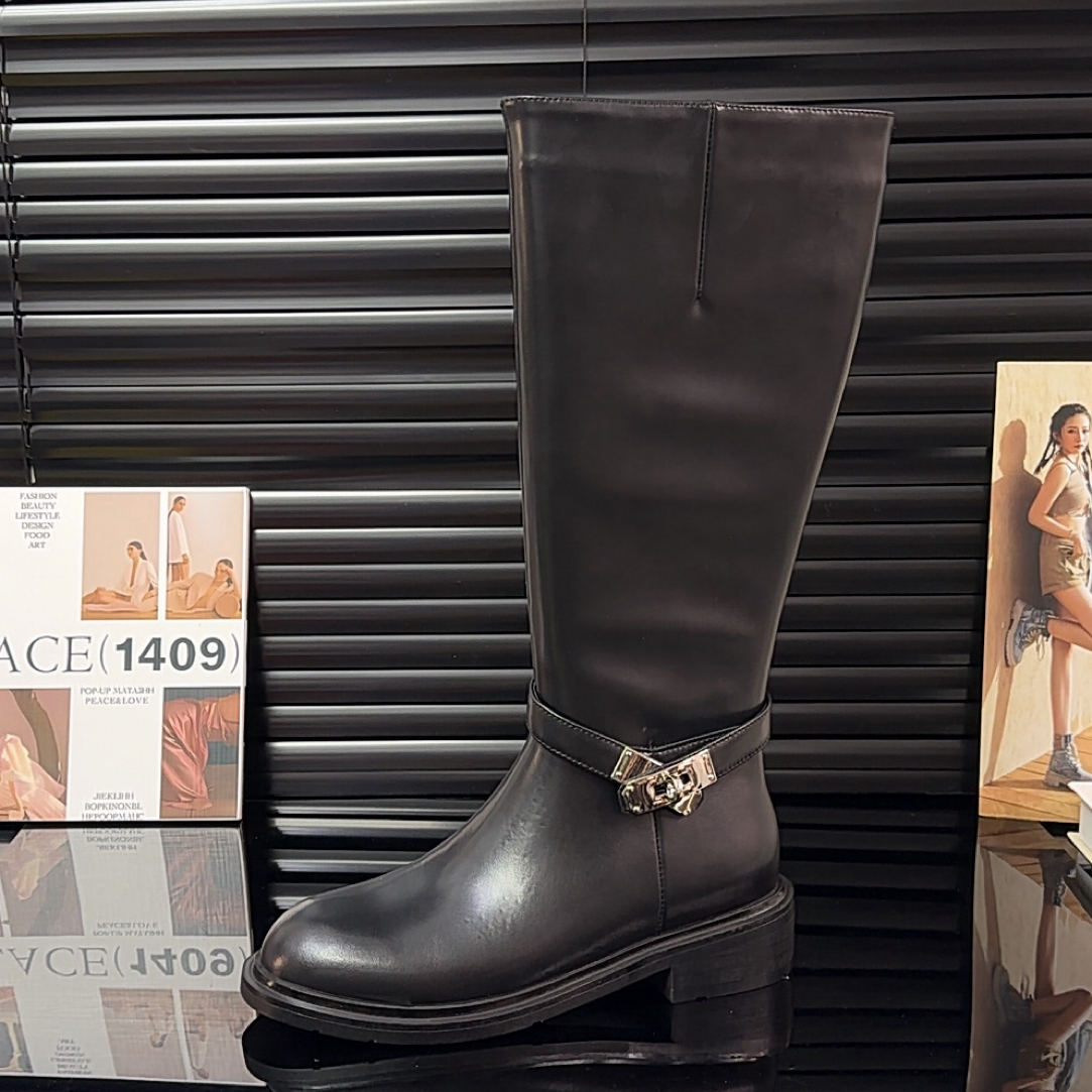 思家时装靴冬季高筒靴骑士女靴百搭平底长靴时尚女鞋膝下靴
