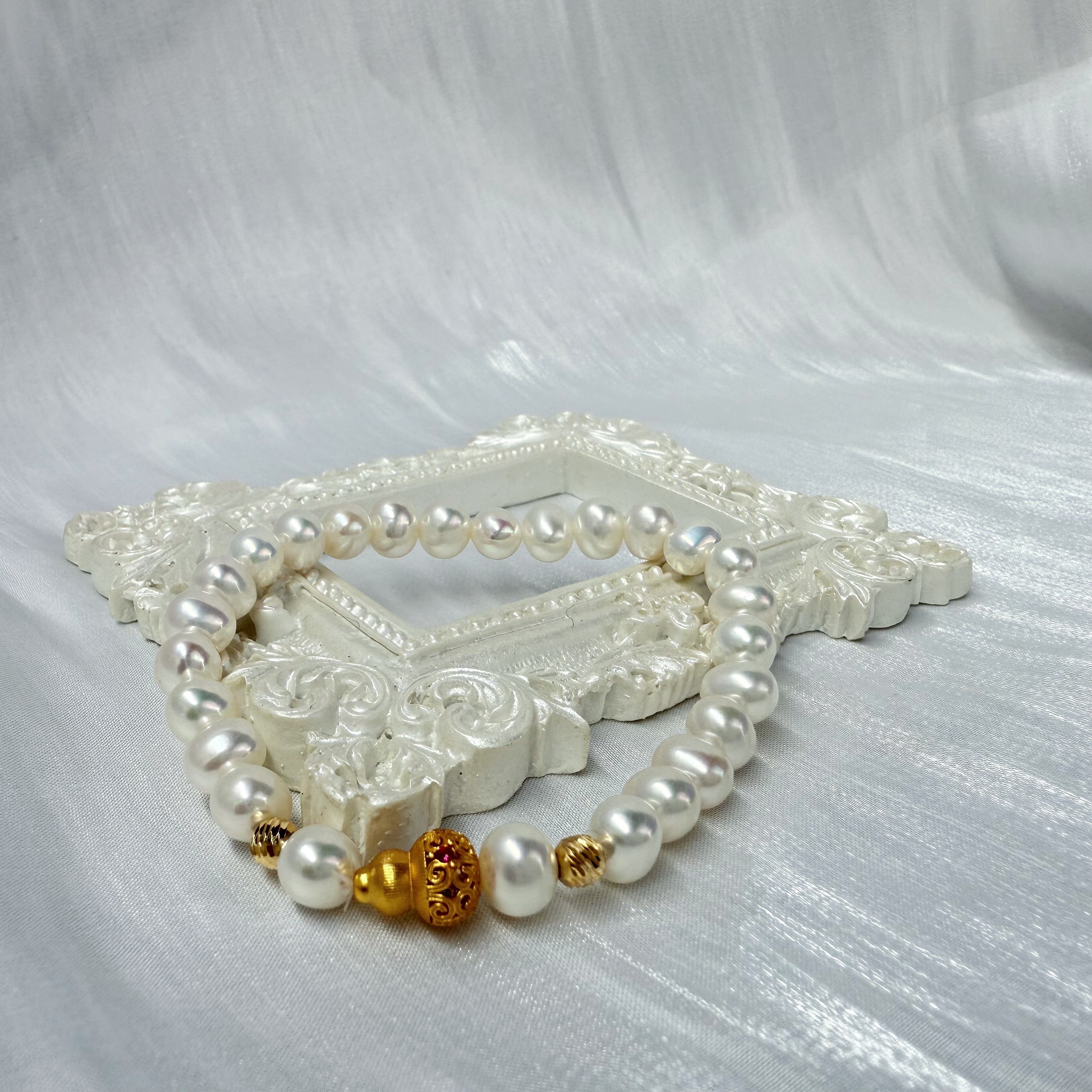 淡水无核珍珠手链 近无暇 S925 6-7MM