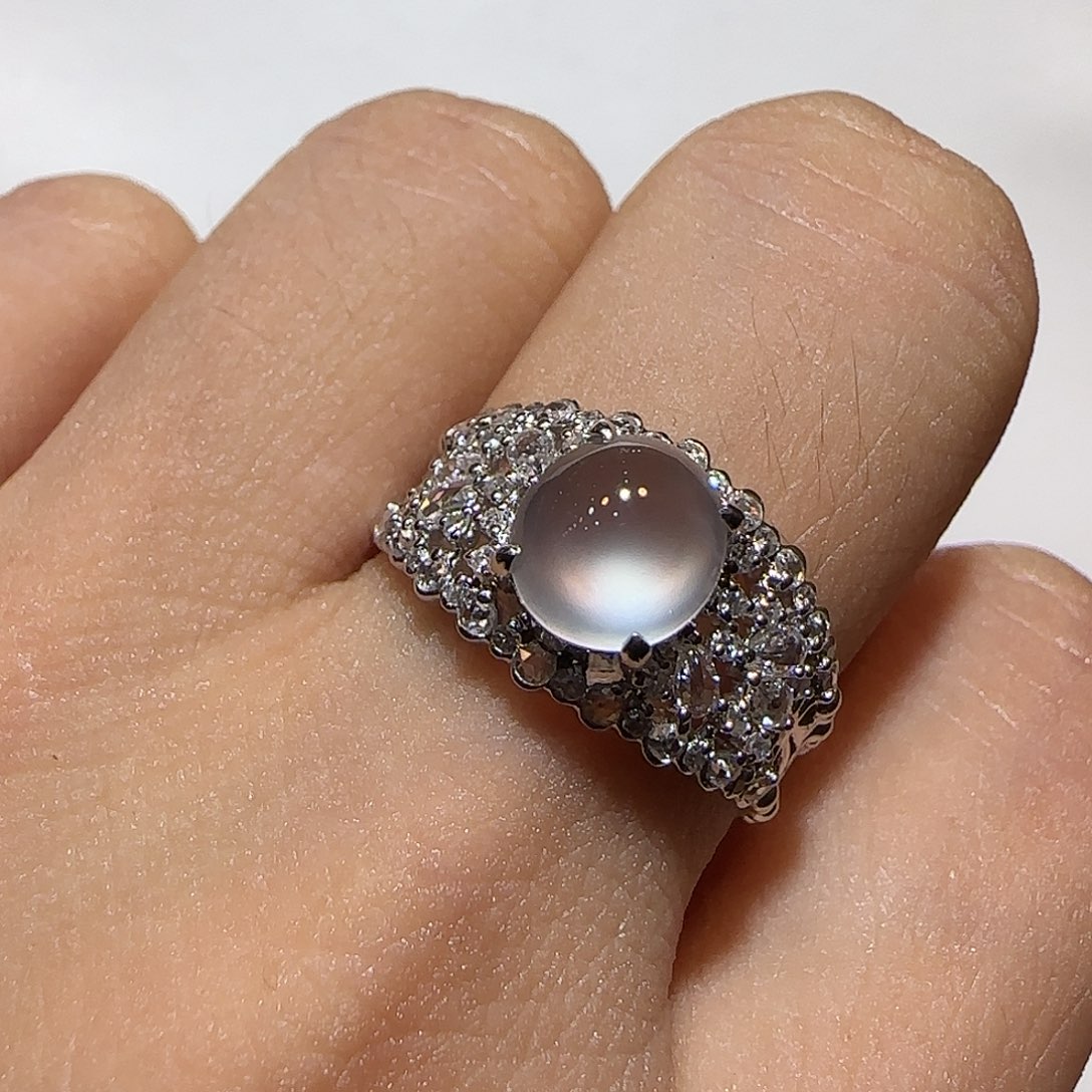 翡翠18K金镶嵌戒指蕾丝款