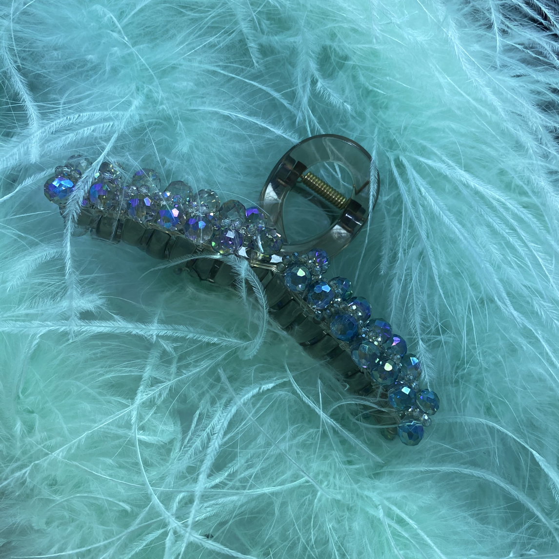 水晶穿珠抓夹女森系头饰满钻炫彩发夹发卡简约风鲨鱼夹法式仙女风