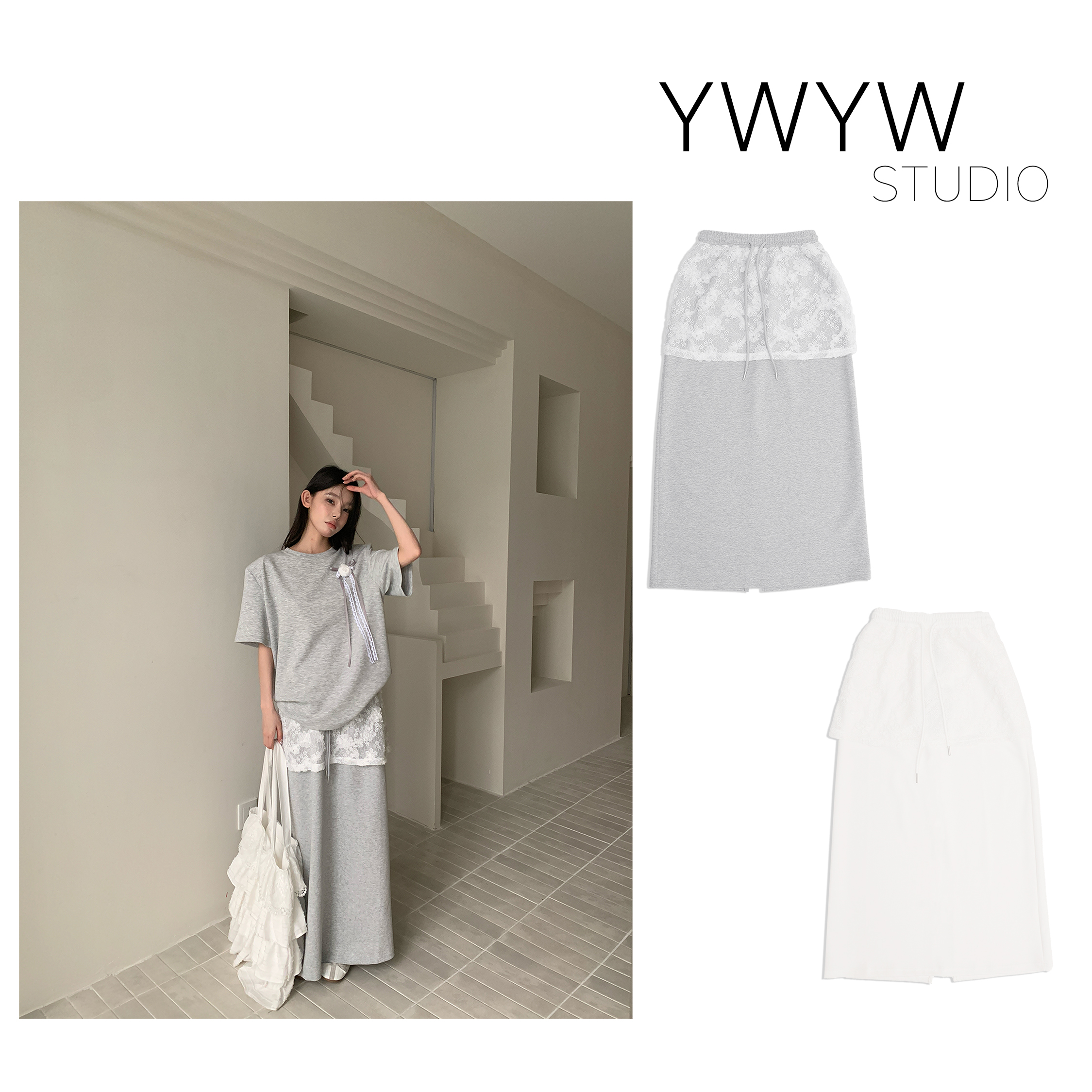 【福利款NO退换】春季蕾丝烫花臀帘一体弹力修身开衩长裙3958