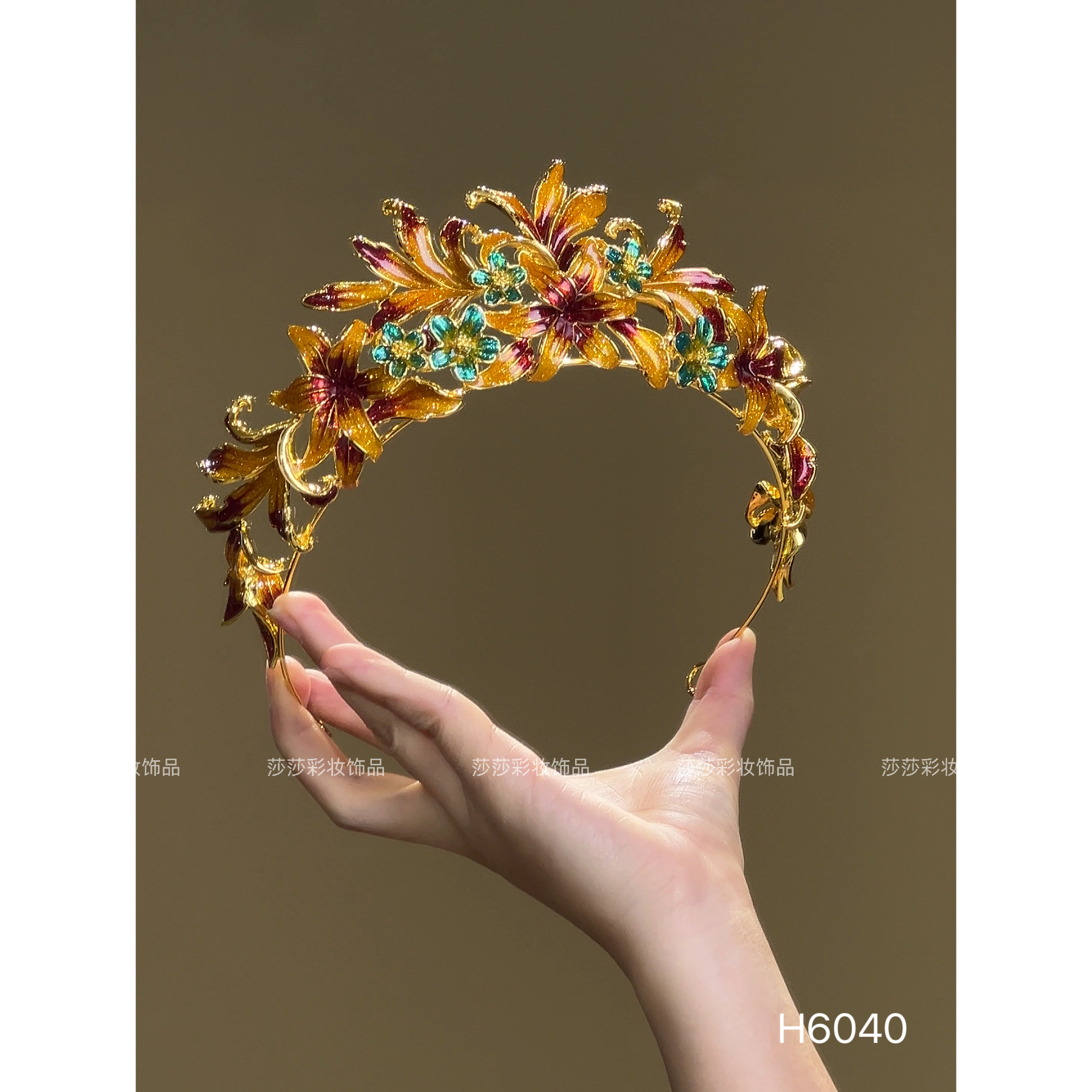 H6040新款奢华金色仿金皇冠新娘婚礼百搭头饰