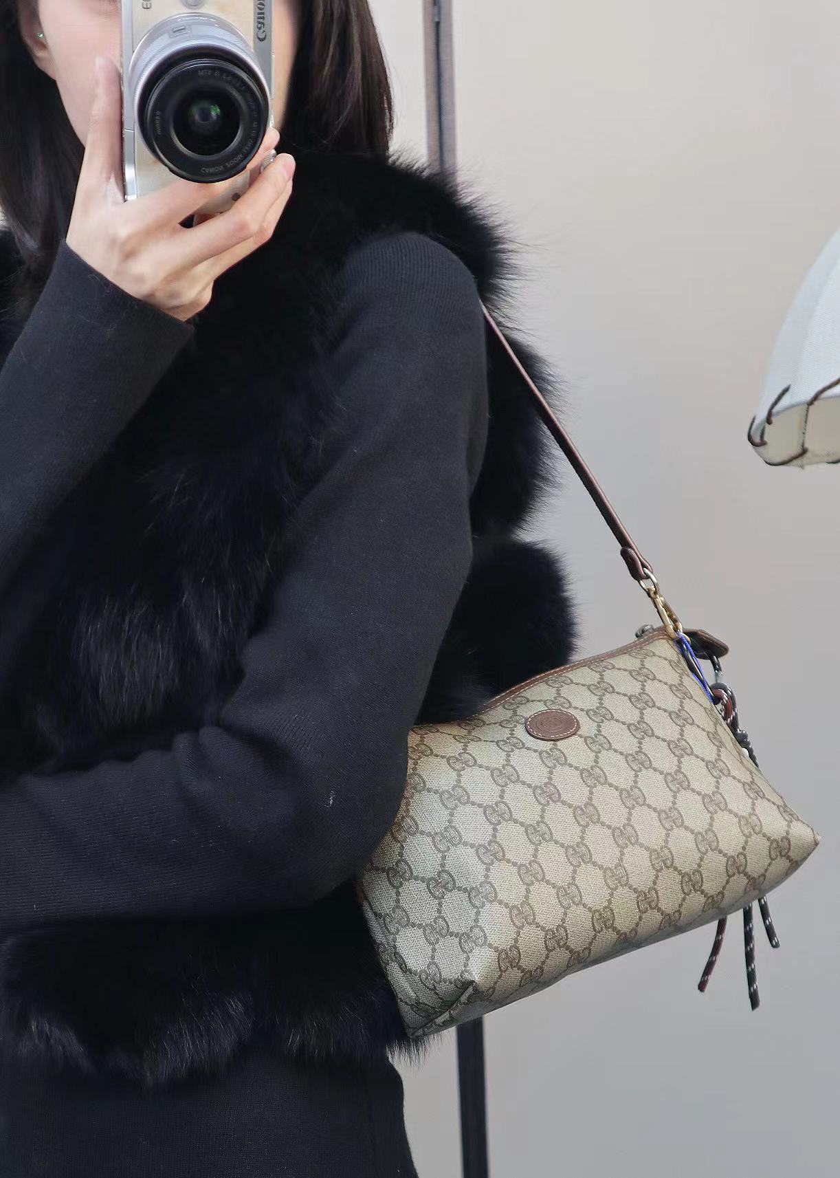 95新 GUCCI/古驰 老花手拿包单肩包/秋境中古 1149