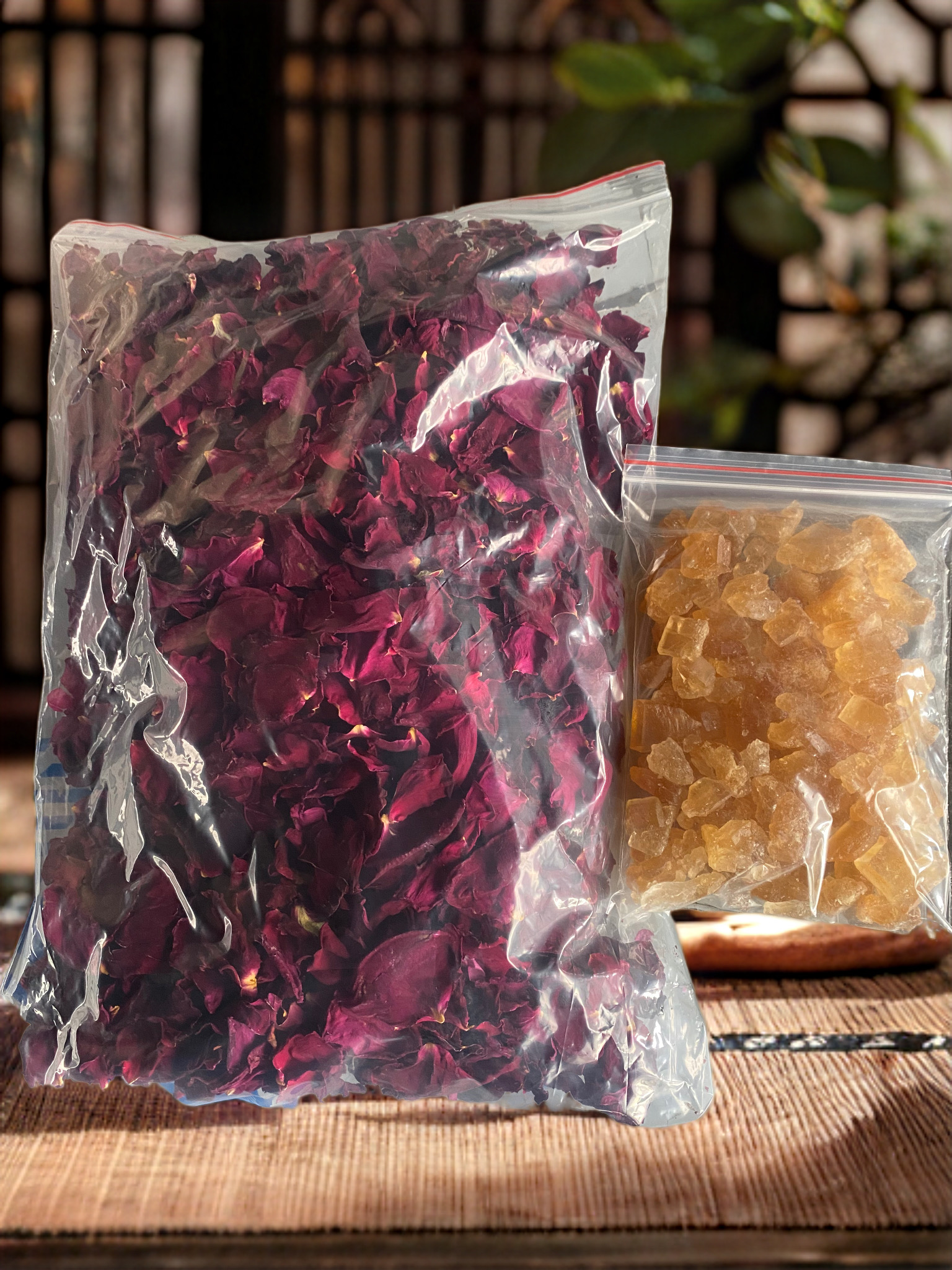 云南冻干墨红玫瑰花瓣加黄冰糖泡玫瑰酒的选择花茶泡茶泡酒食用
