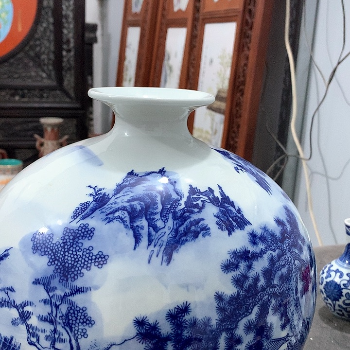 摆件陶青花陶瓷摆件