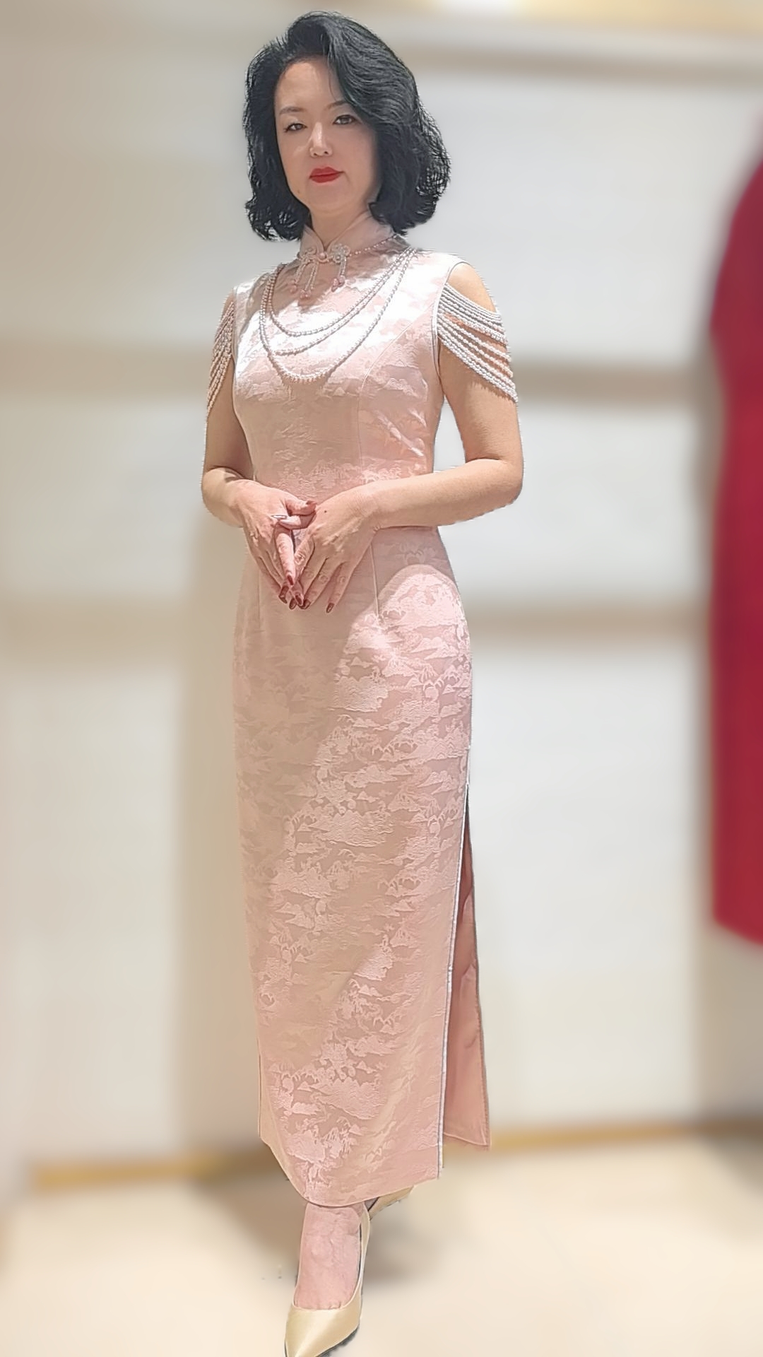 六礼170762粉色侧开叉新娘敬酒服年轻喜妈妈喜婆婆礼服