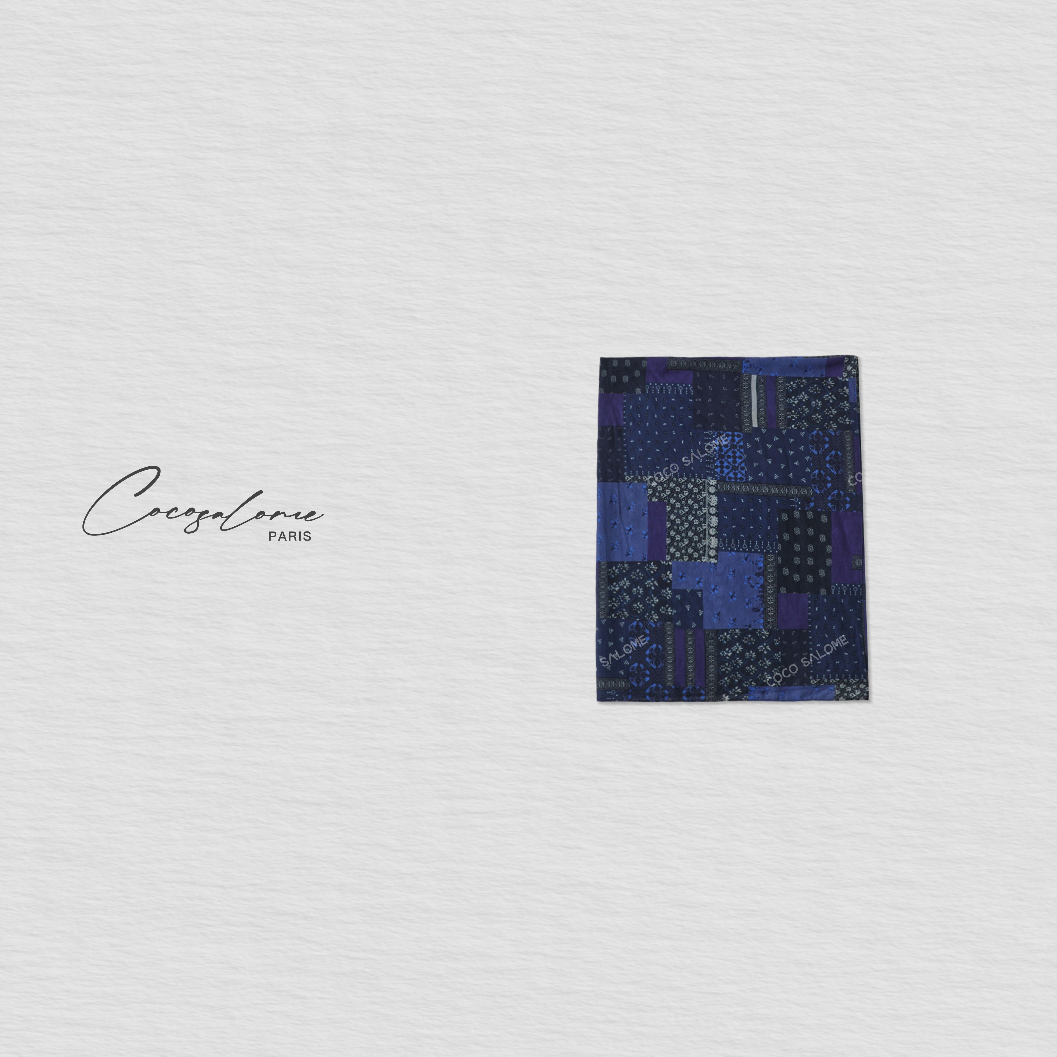 韩彬彬"蓝色狂想曲"100棉设计感百搭方巾1558-3