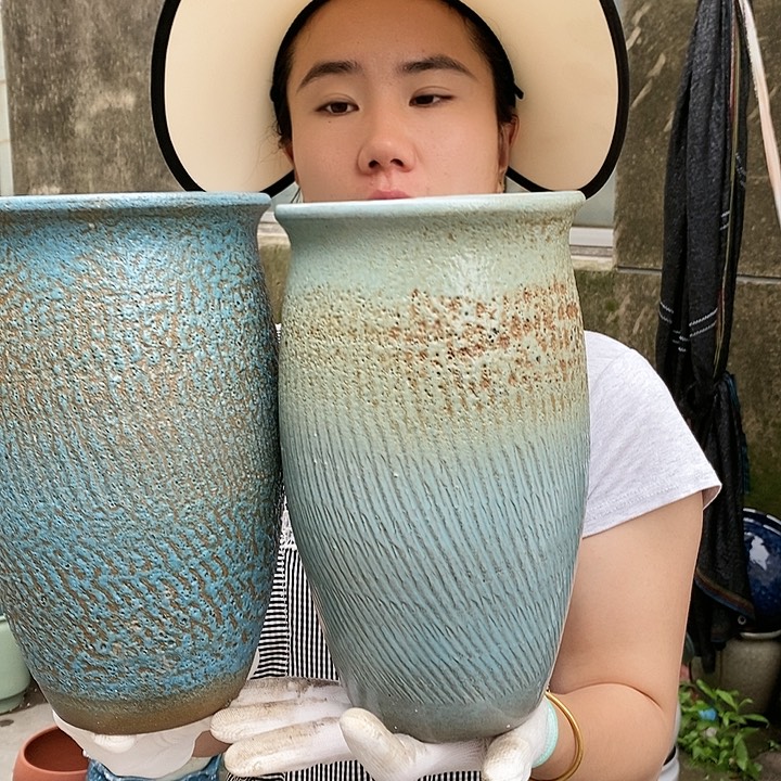 紫砂花盆瑕疵口15高25