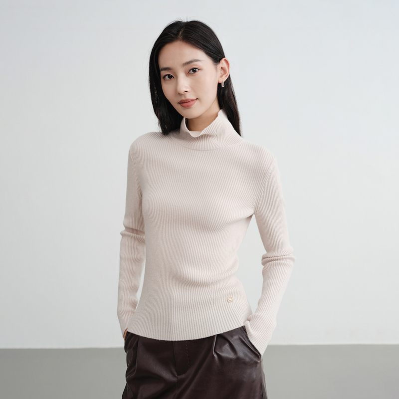 EP雅莹2025早秋新品 高领基础打底软糯细腻混纺羊毛羊绒衫9932A