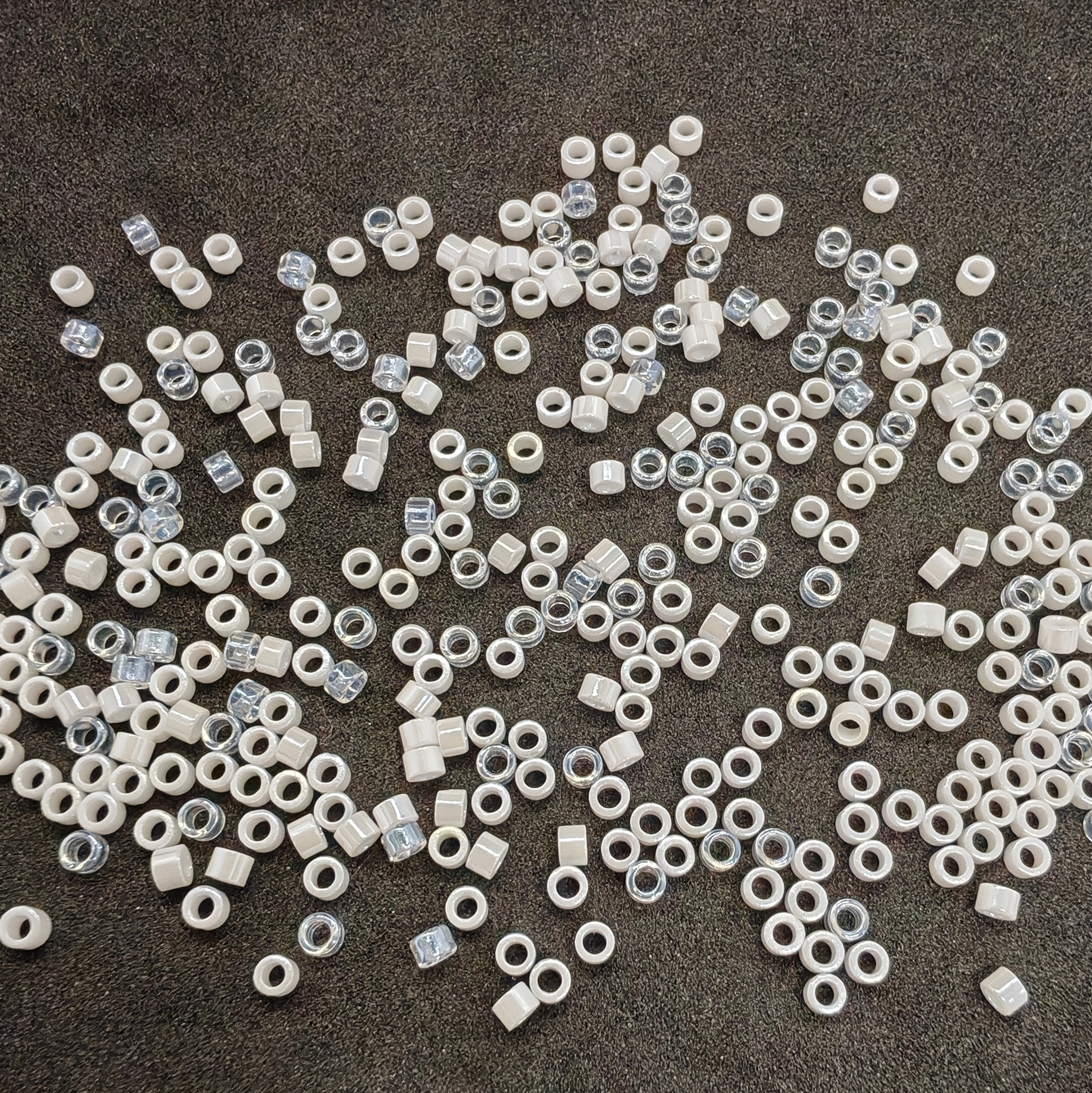 直播福利国产顶优玻璃古董珠2.5手工diy油光透明+白色混合装散珠